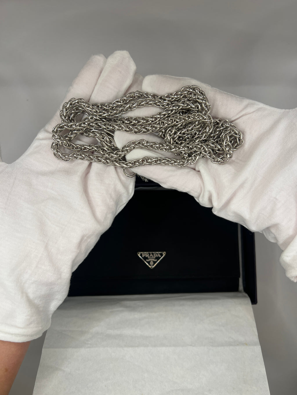 Prada Black Nylon Chain Wallet