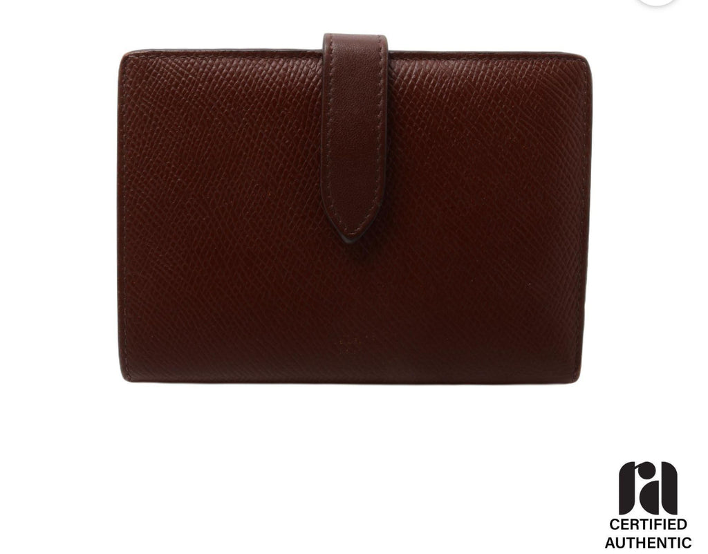 Celine Red Pebbled Leather Compact Wallet