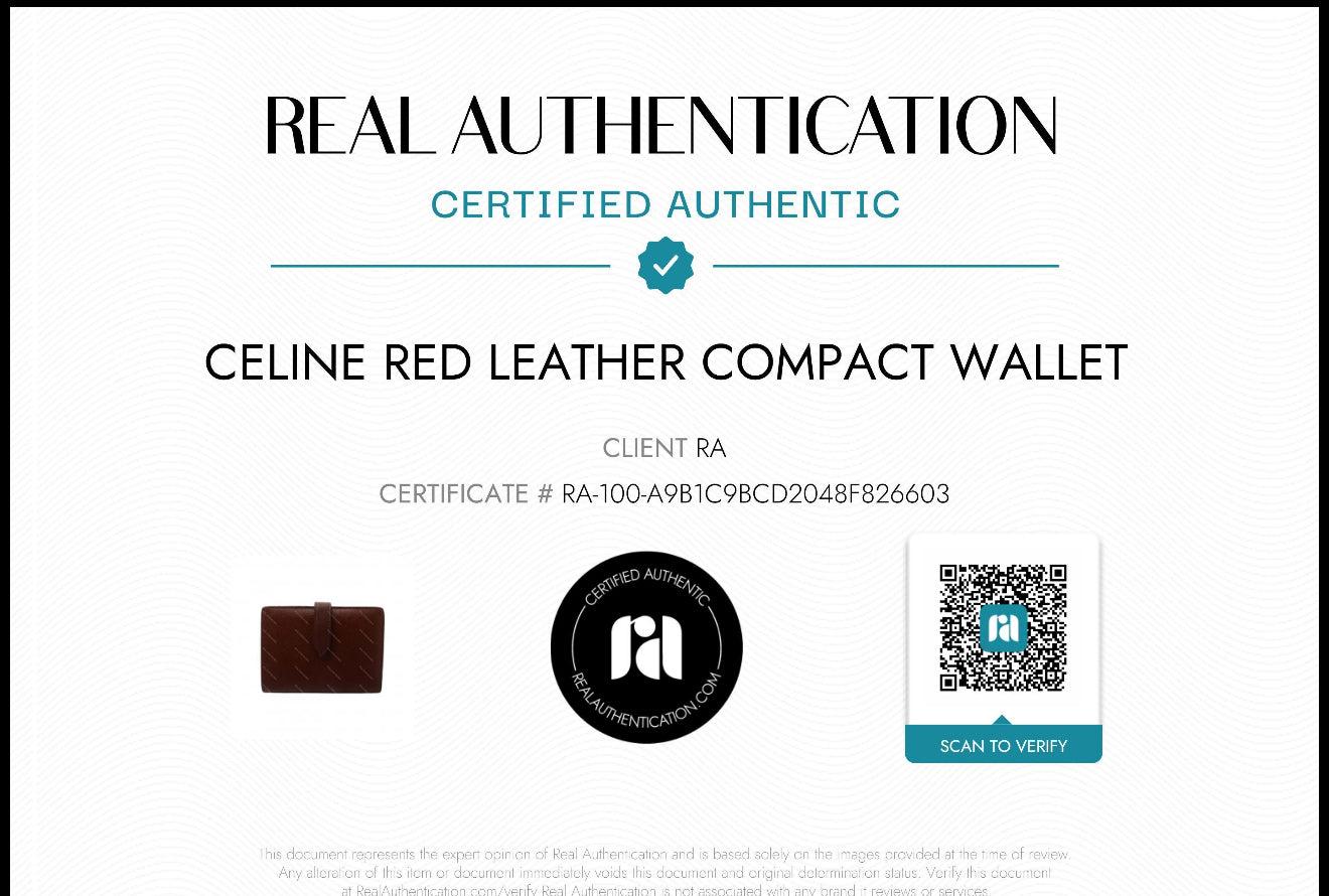 Celine Red Pebbled Leather Compact Wallet