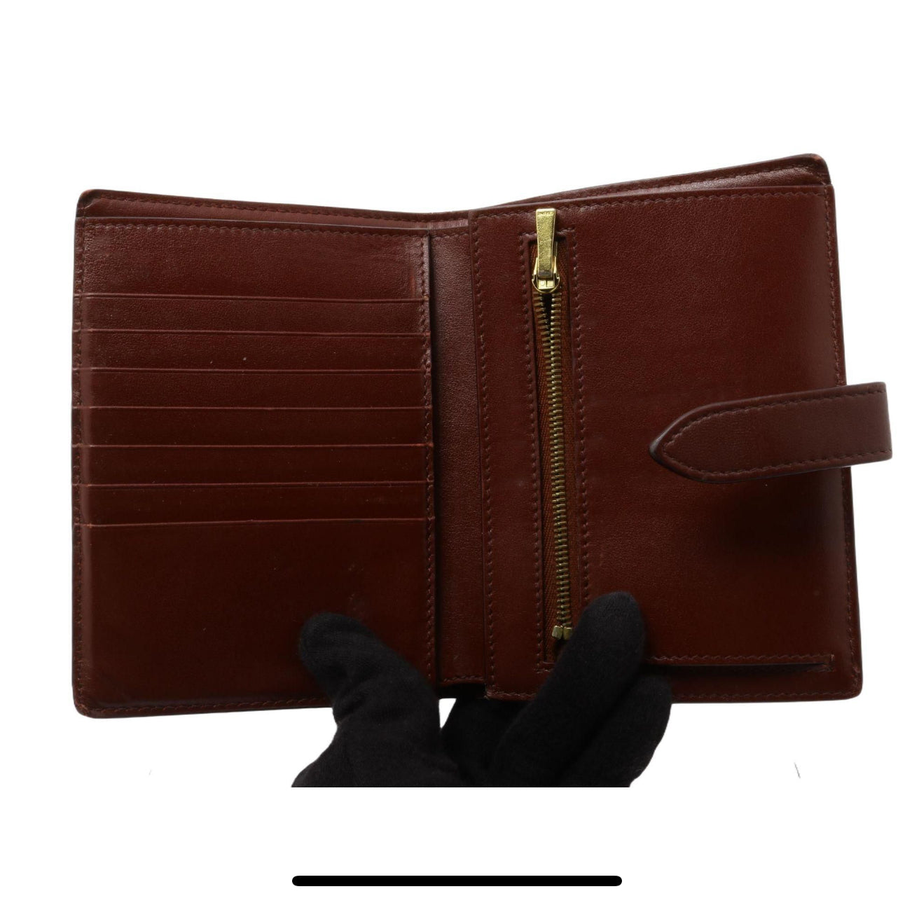 Celine Red Pebbled Leather Compact Wallet