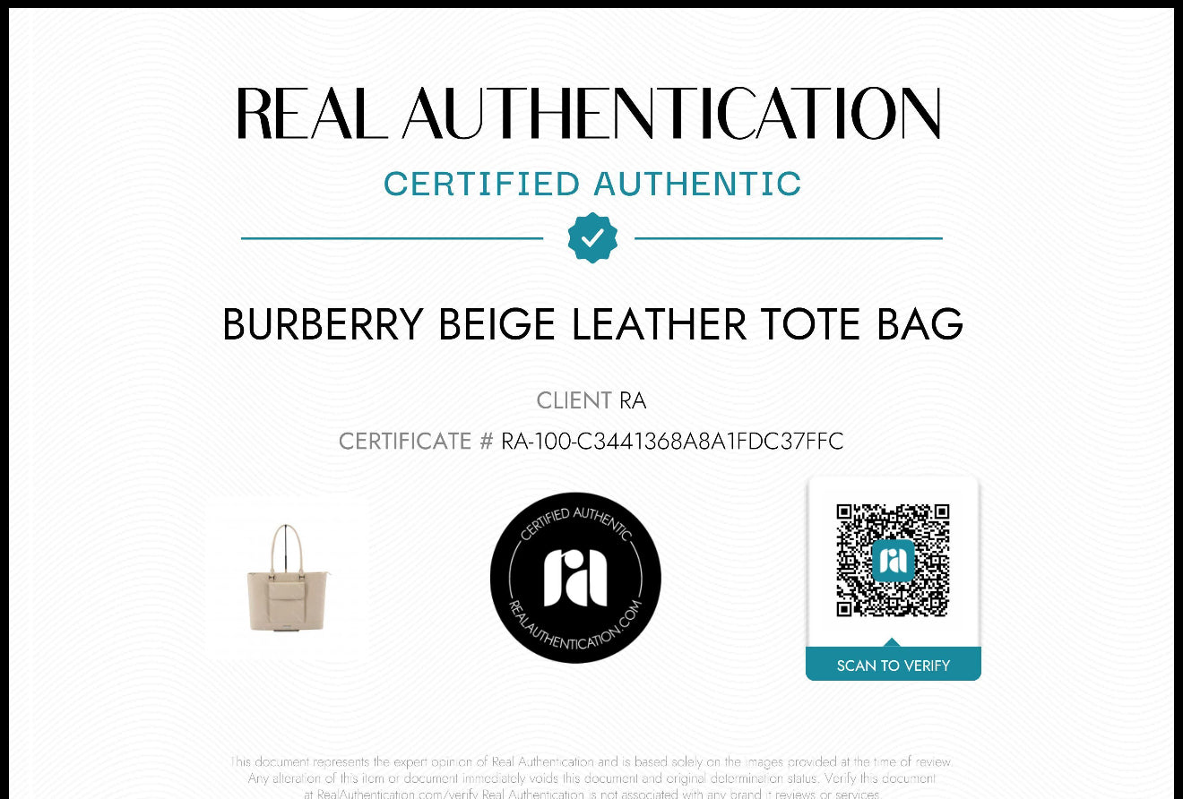 Burberry Beige Leather Tote Bag