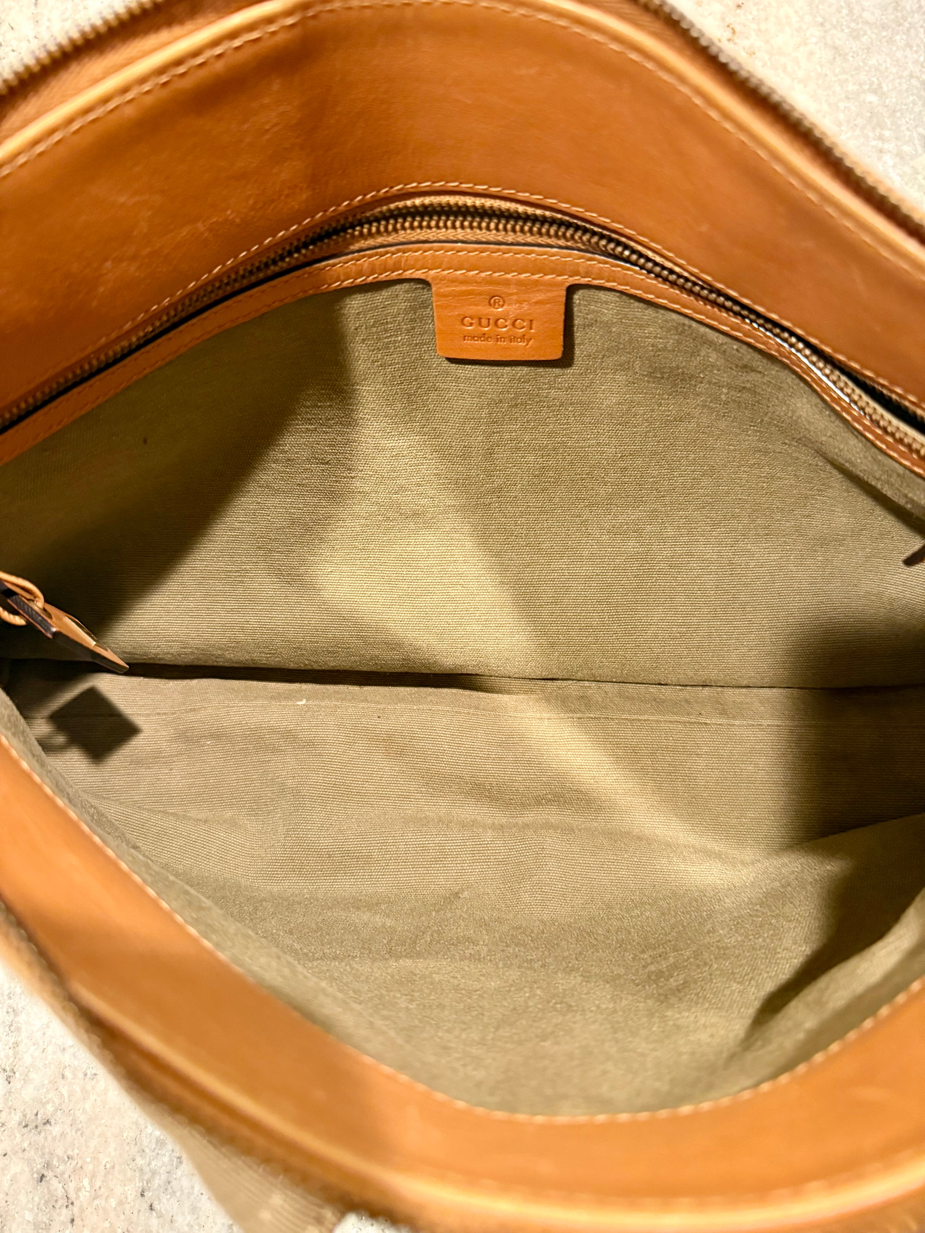 Gucci Early 2000s Canvas & Leather Utility Shoulder Bag