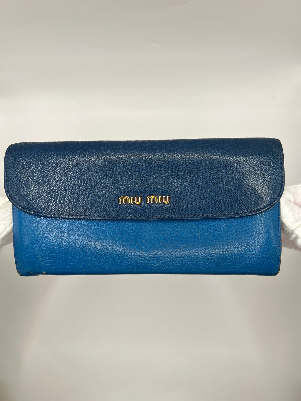 Miu Miu Two-Tone Blue Leather Continental Wallet
