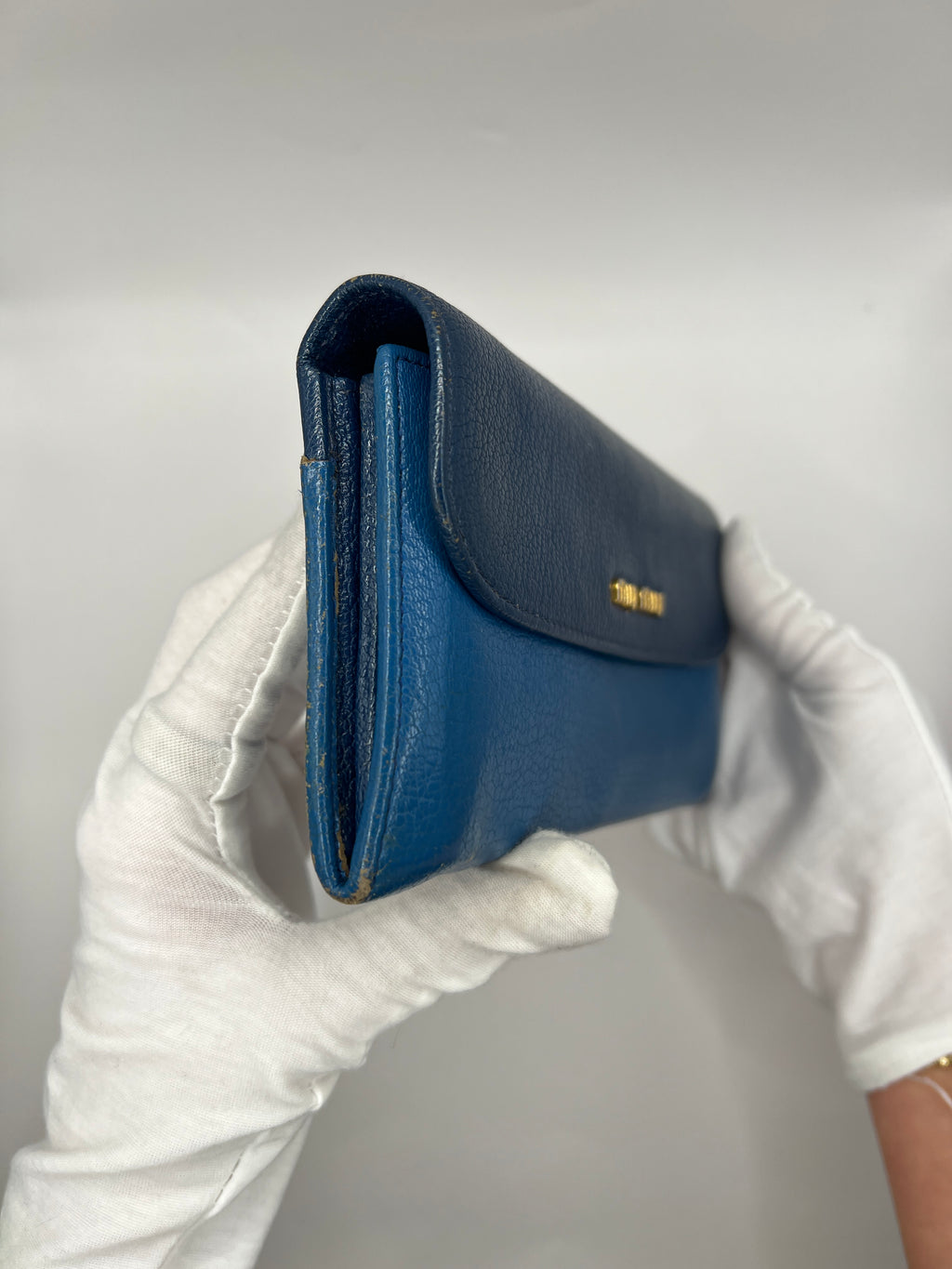 Miu Miu Two-Tone Blue Leather Continental Wallet