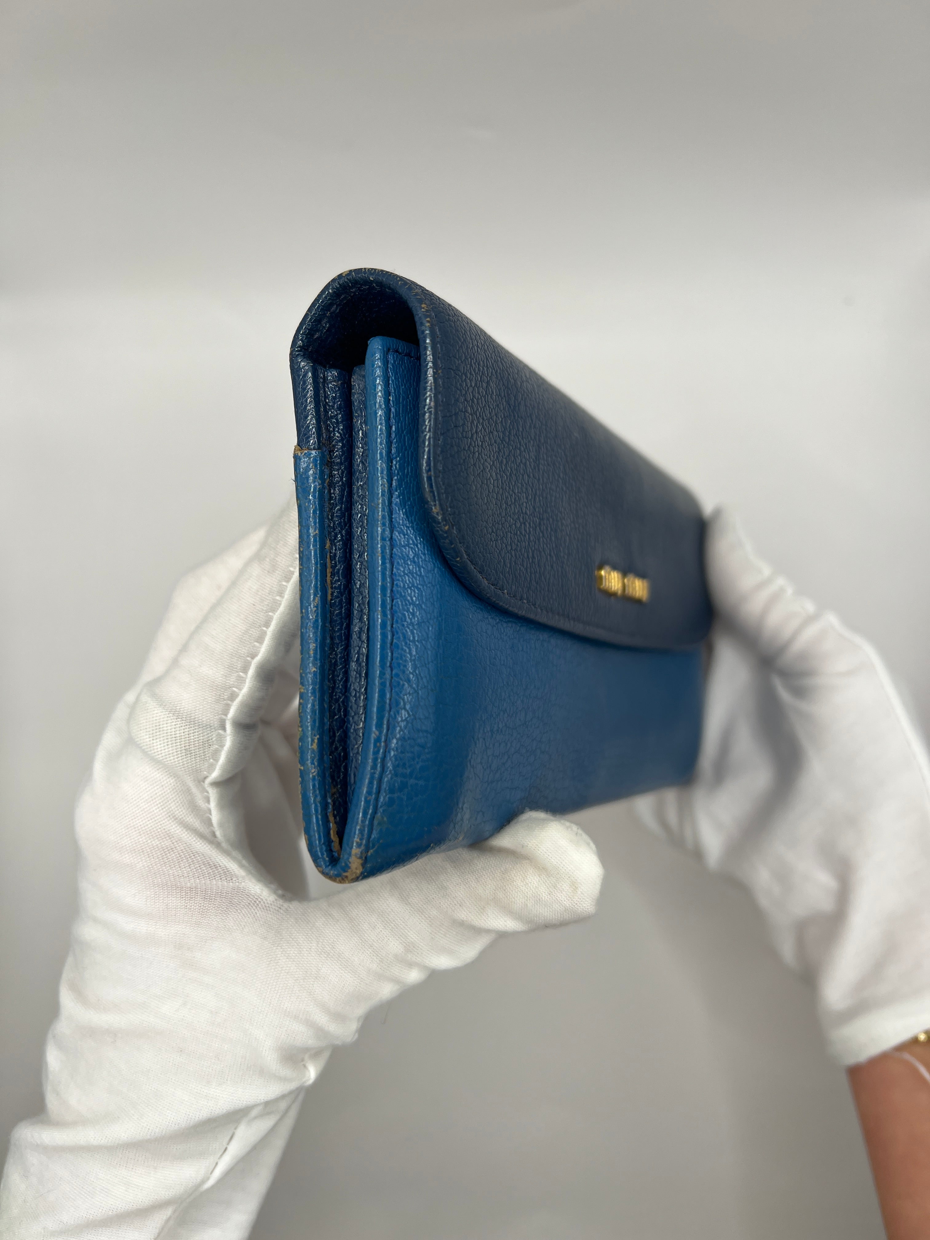 Miu Miu Two-Tone Blue Leather Continental Wallet
