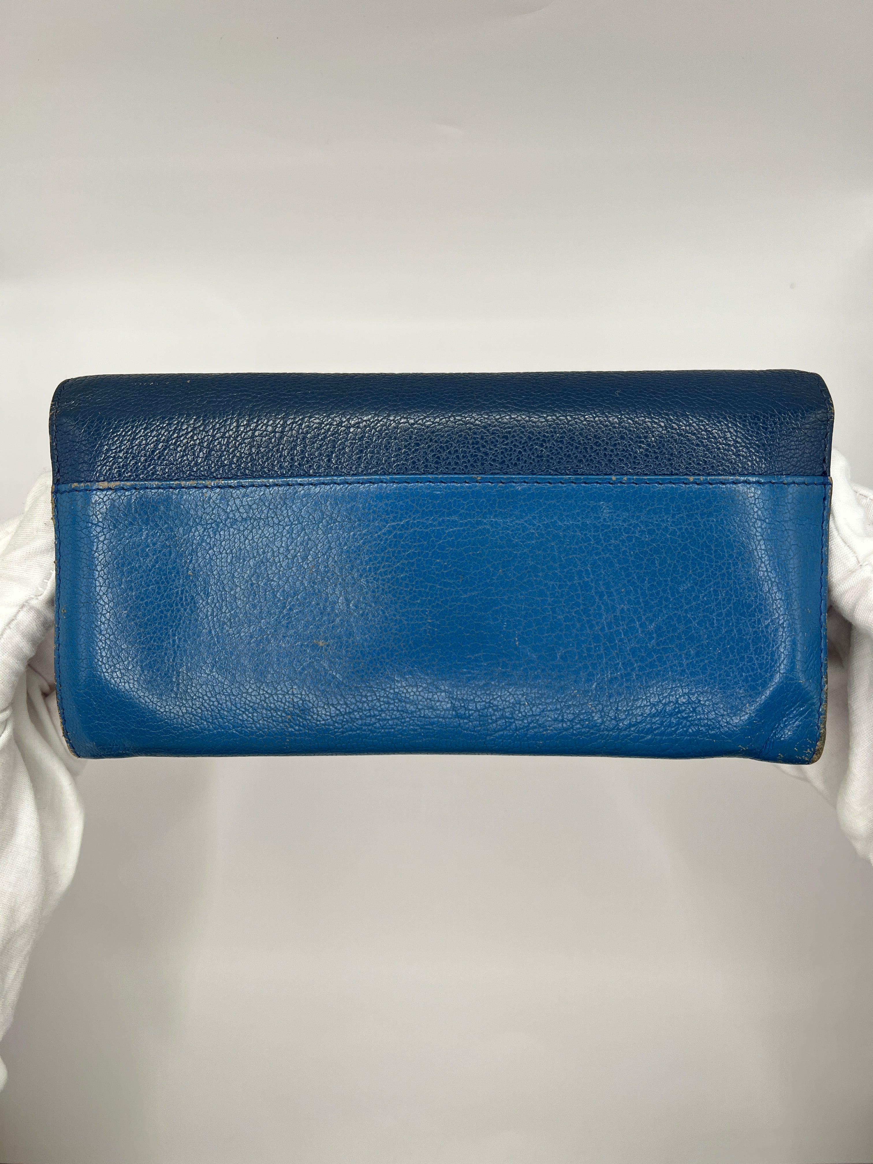 Miu Miu Two-Tone Blue Leather Continental Wallet