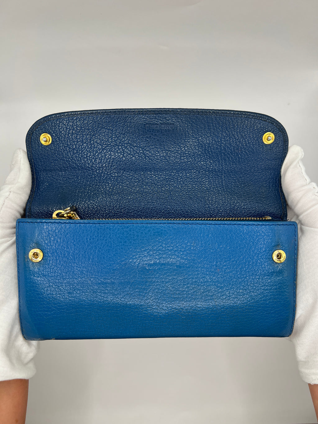 Miu Miu Two-Tone Blue Leather Continental Wallet