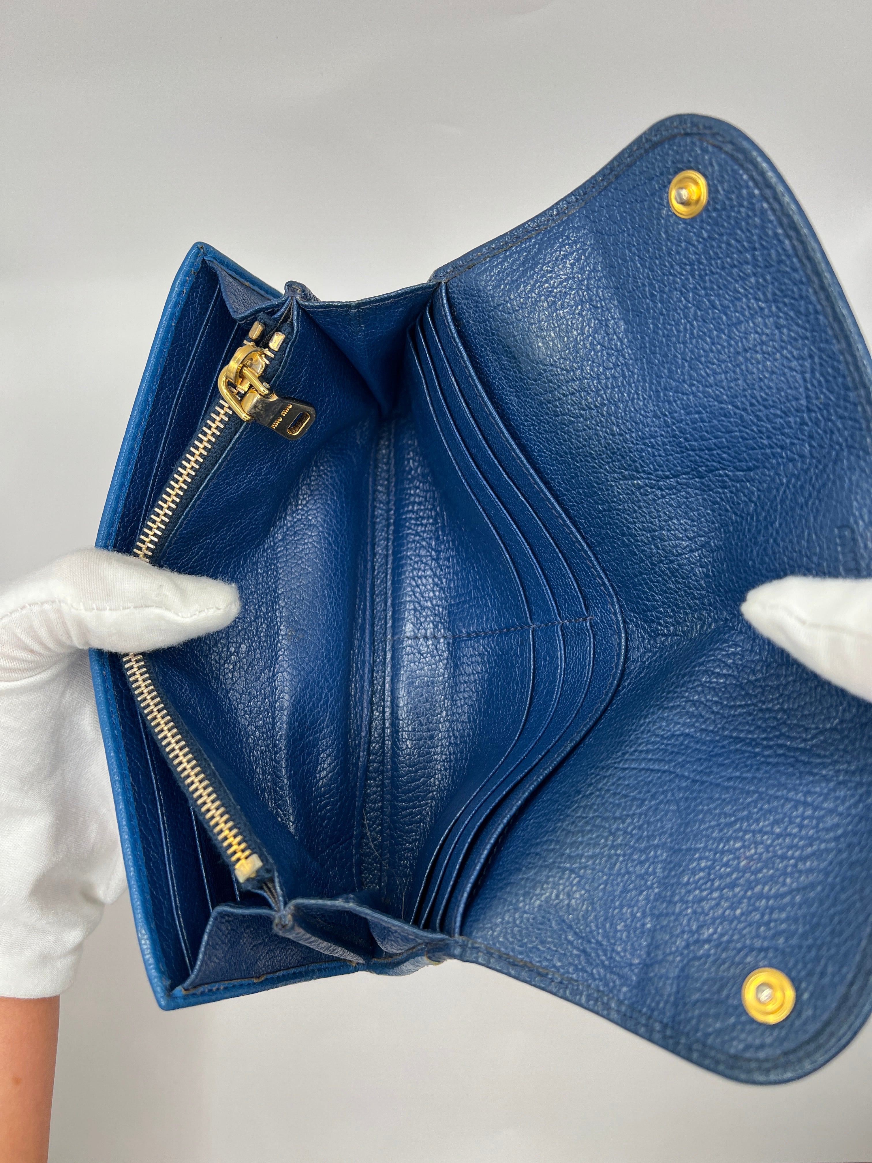 Miu Miu Two-Tone Blue Leather Continental Wallet