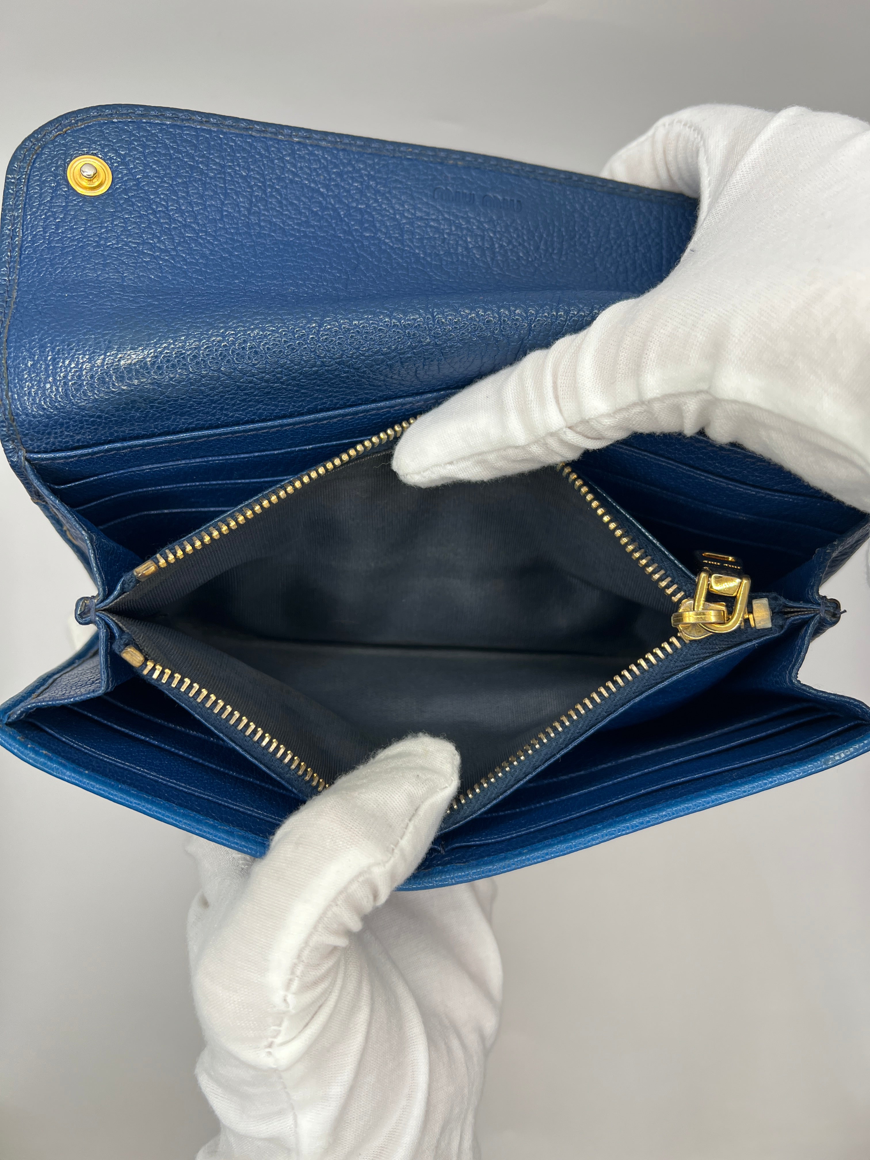 Miu Miu Two-Tone Blue Leather Continental Wallet