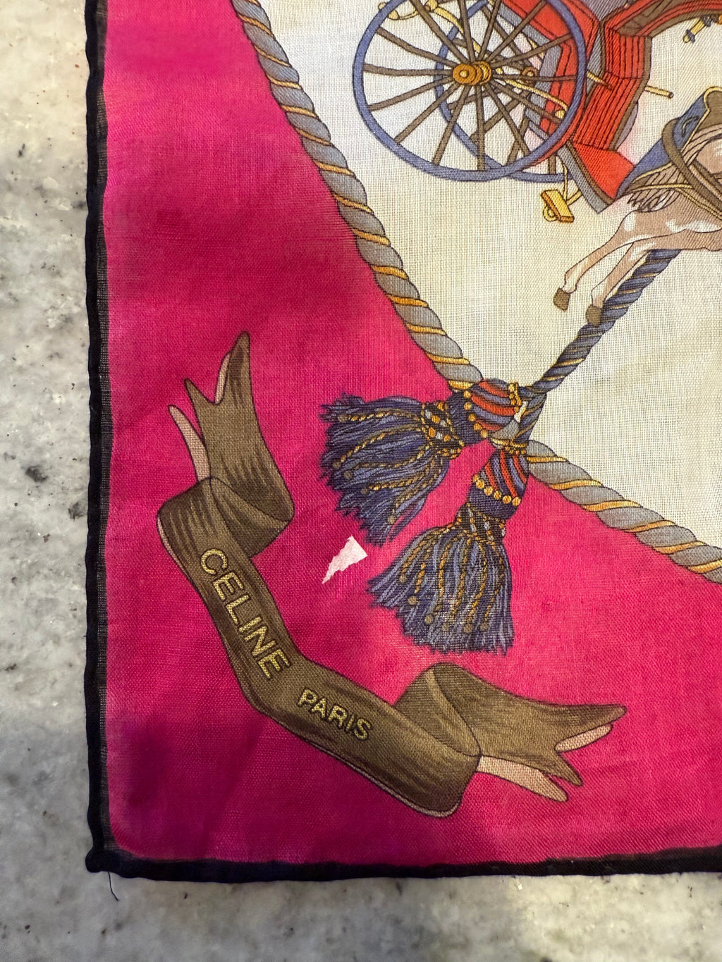Vintage Céline Paris Equestrian Silk Pocket Square (18” x 18”)