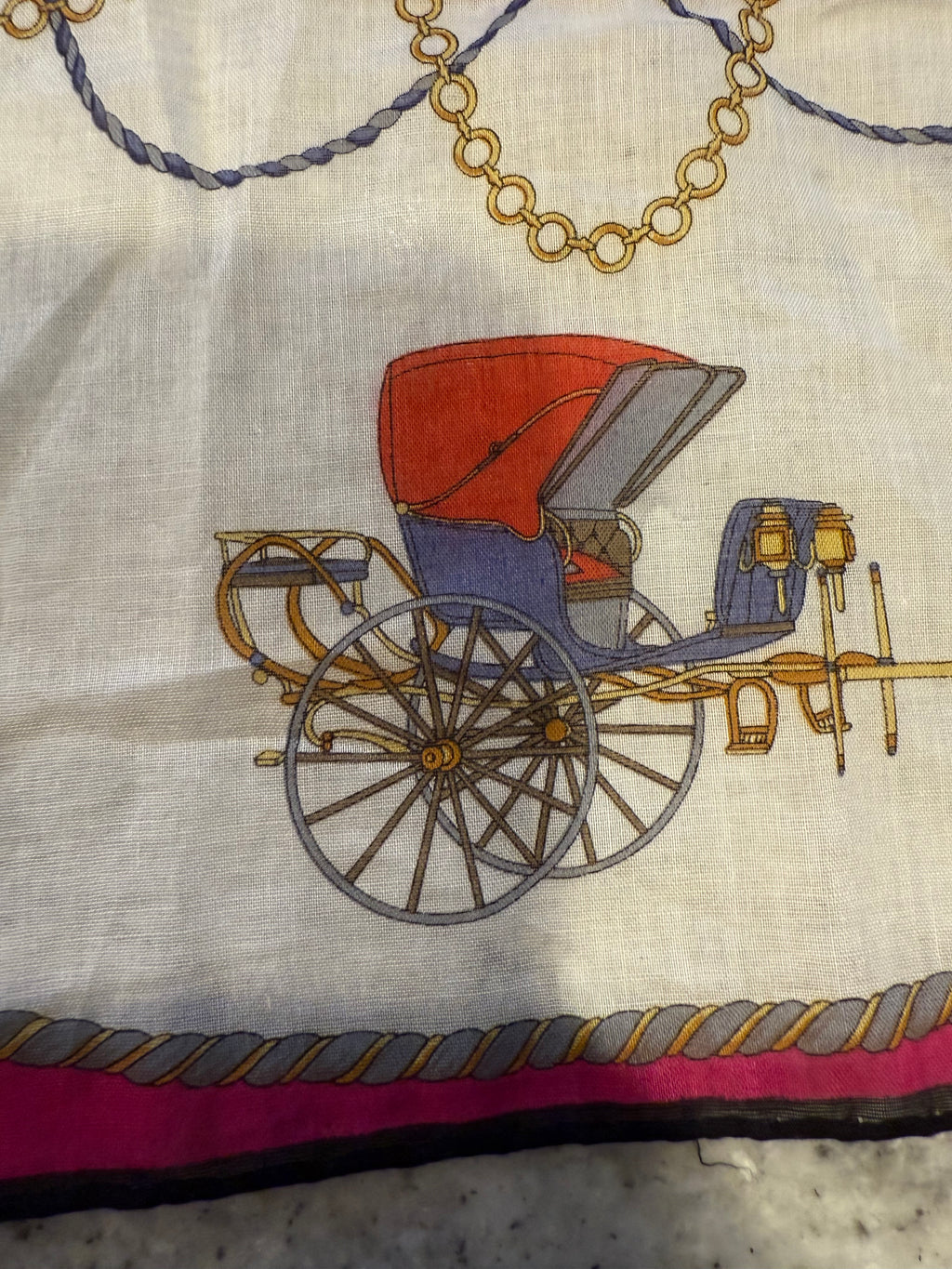 Vintage Céline Paris Equestrian Silk Pocket Square (18” x 18”)