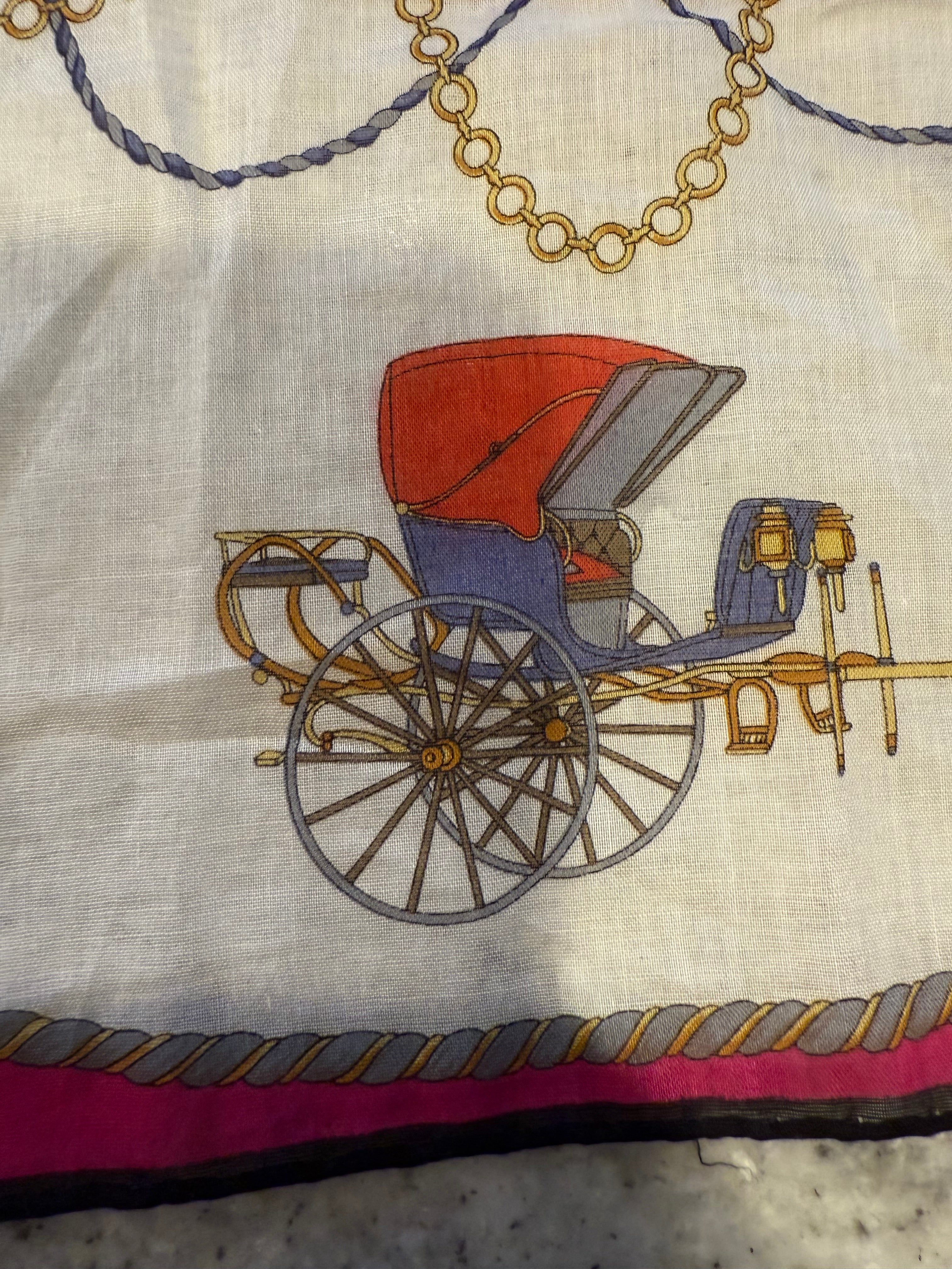 Vintage Céline Paris Equestrian Silk Pocket Square (18” x 18”)