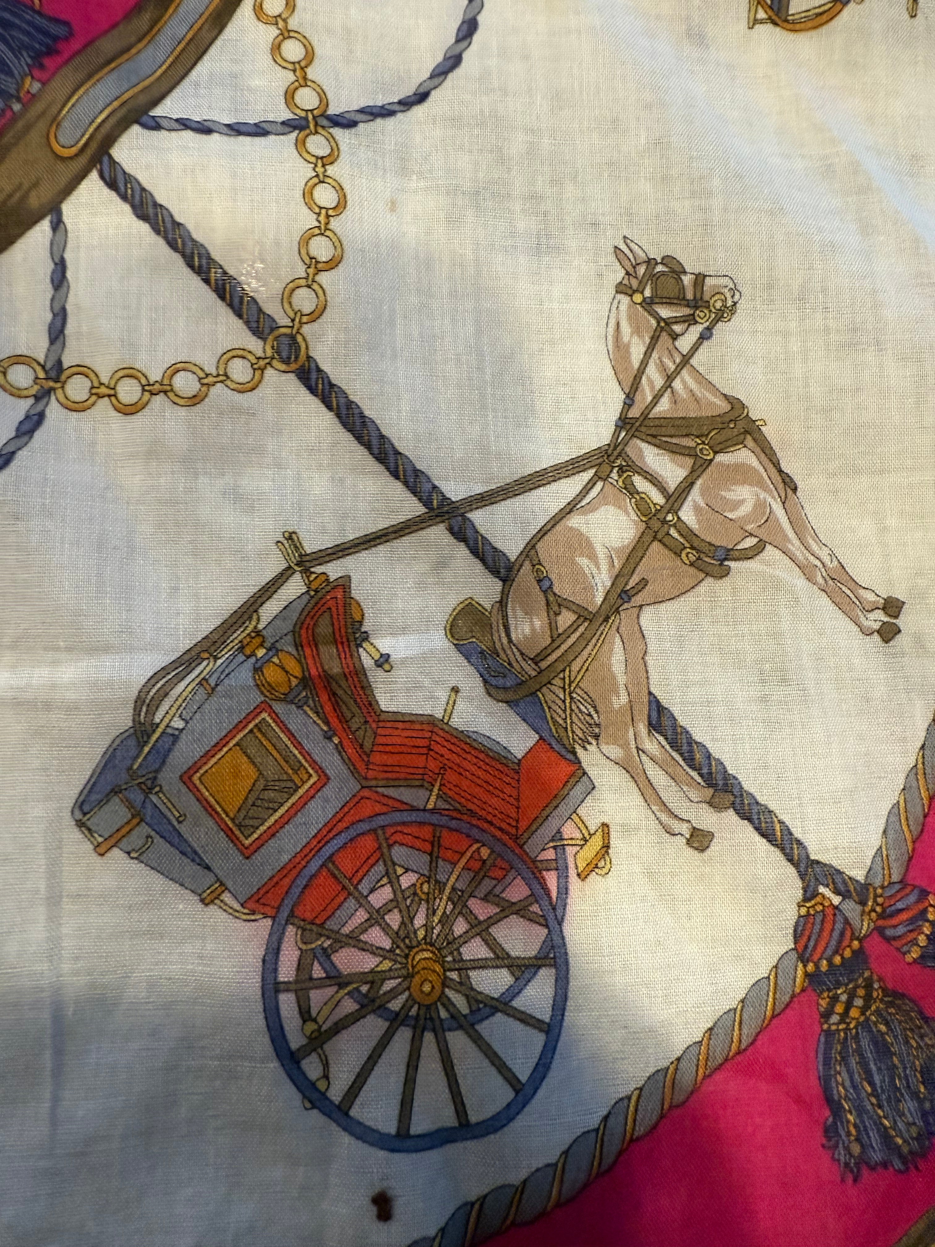 Vintage Céline Paris Equestrian Silk Pocket Square (18” x 18”)