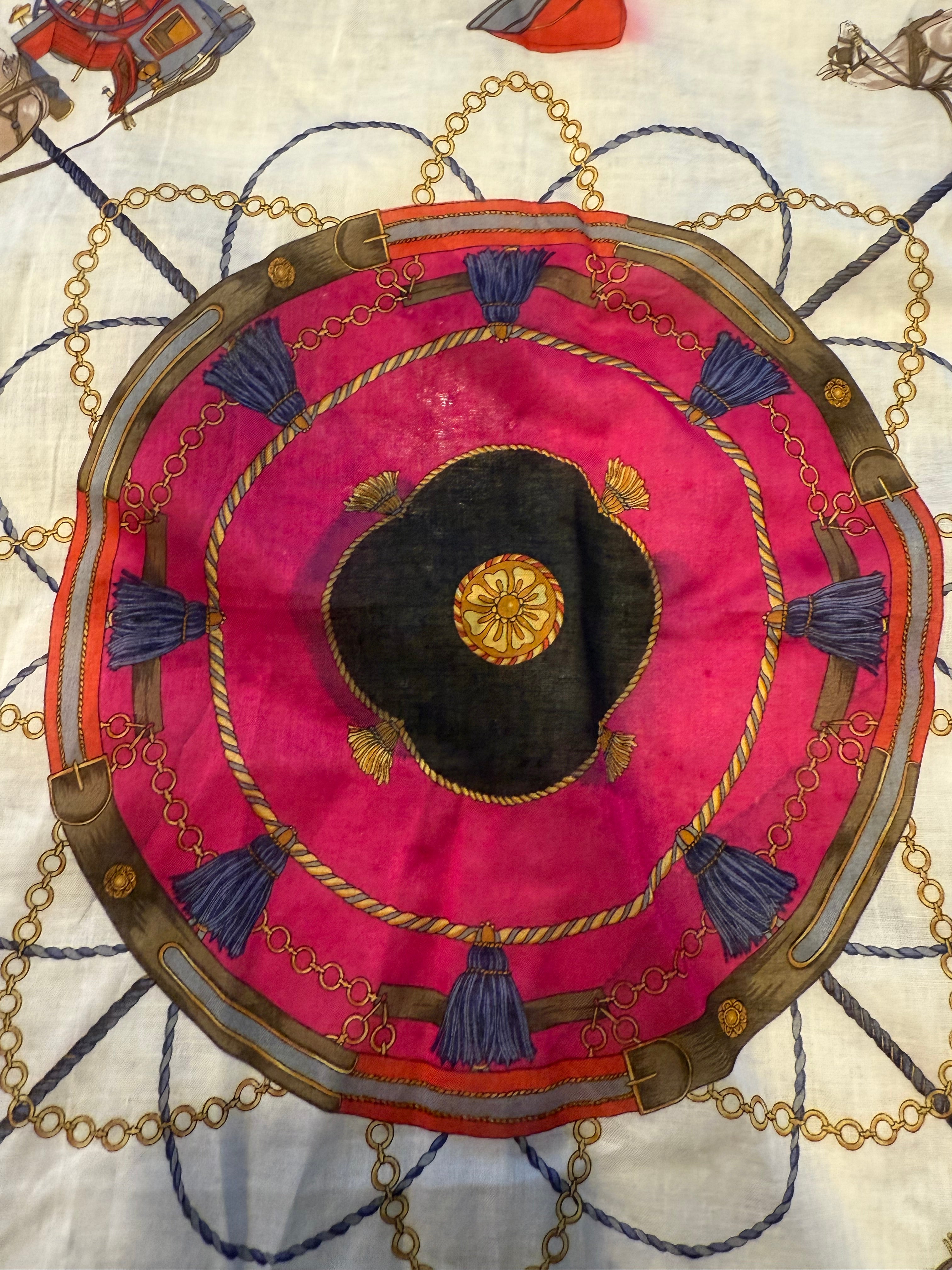 Vintage Céline Paris Equestrian Silk Pocket Square (18” x 18”)