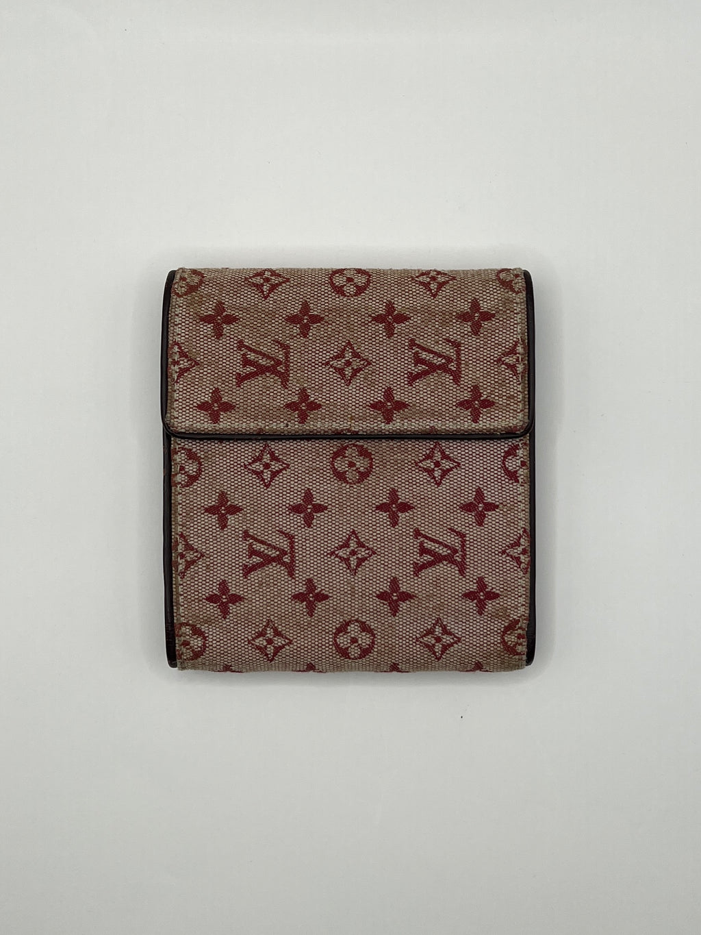 Louis Vuitton Mini Lin Burgundy Red Bifold Wallet