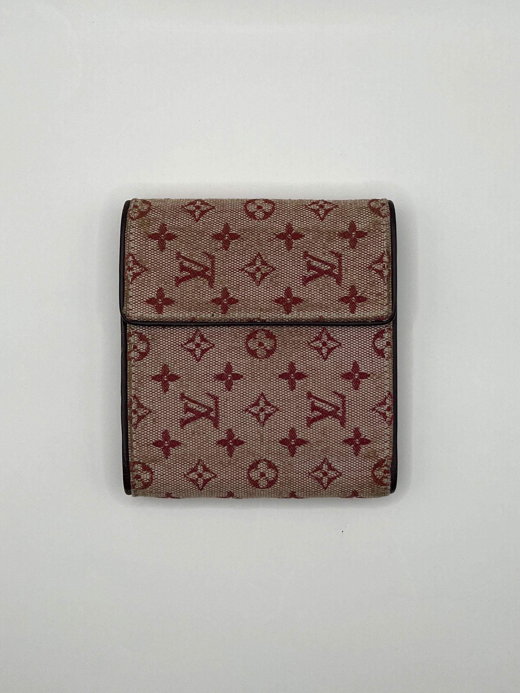 Louis Vuitton Mini Lin Burgundy Red Bifold Wallet