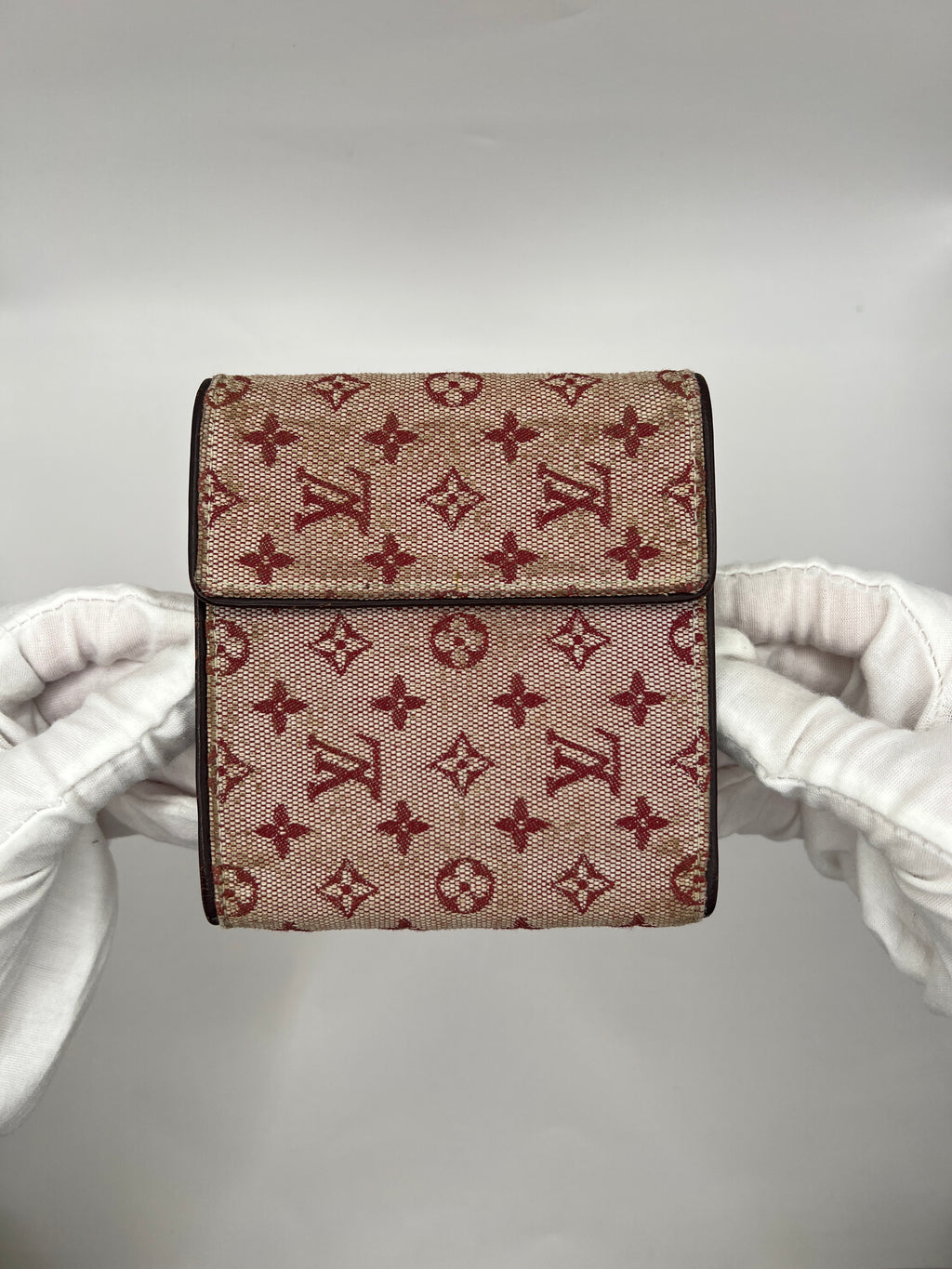 Louis Vuitton Mini Lin Burgundy Red Bifold Wallet