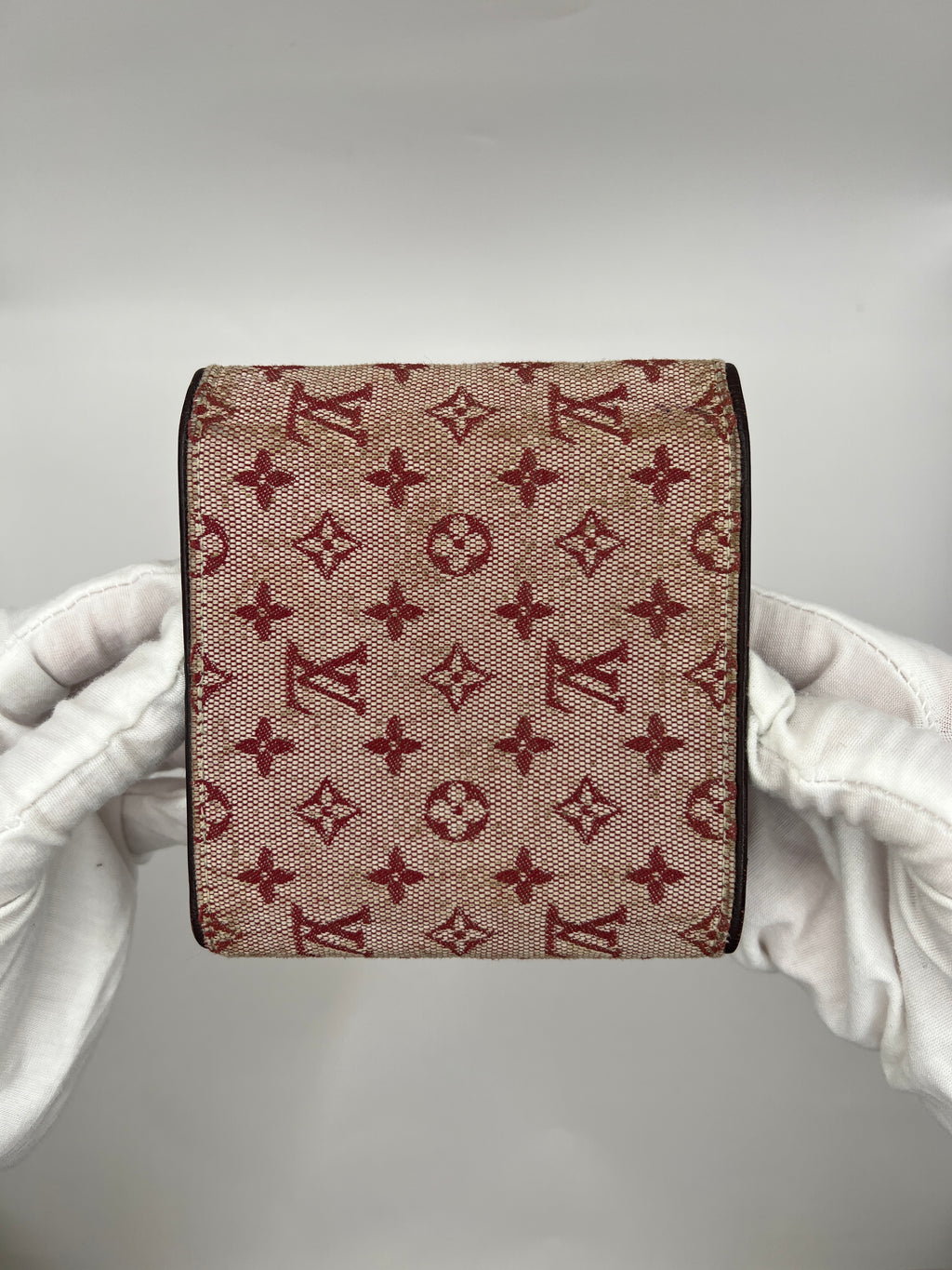 Louis Vuitton Mini Lin Burgundy Red Bifold Wallet