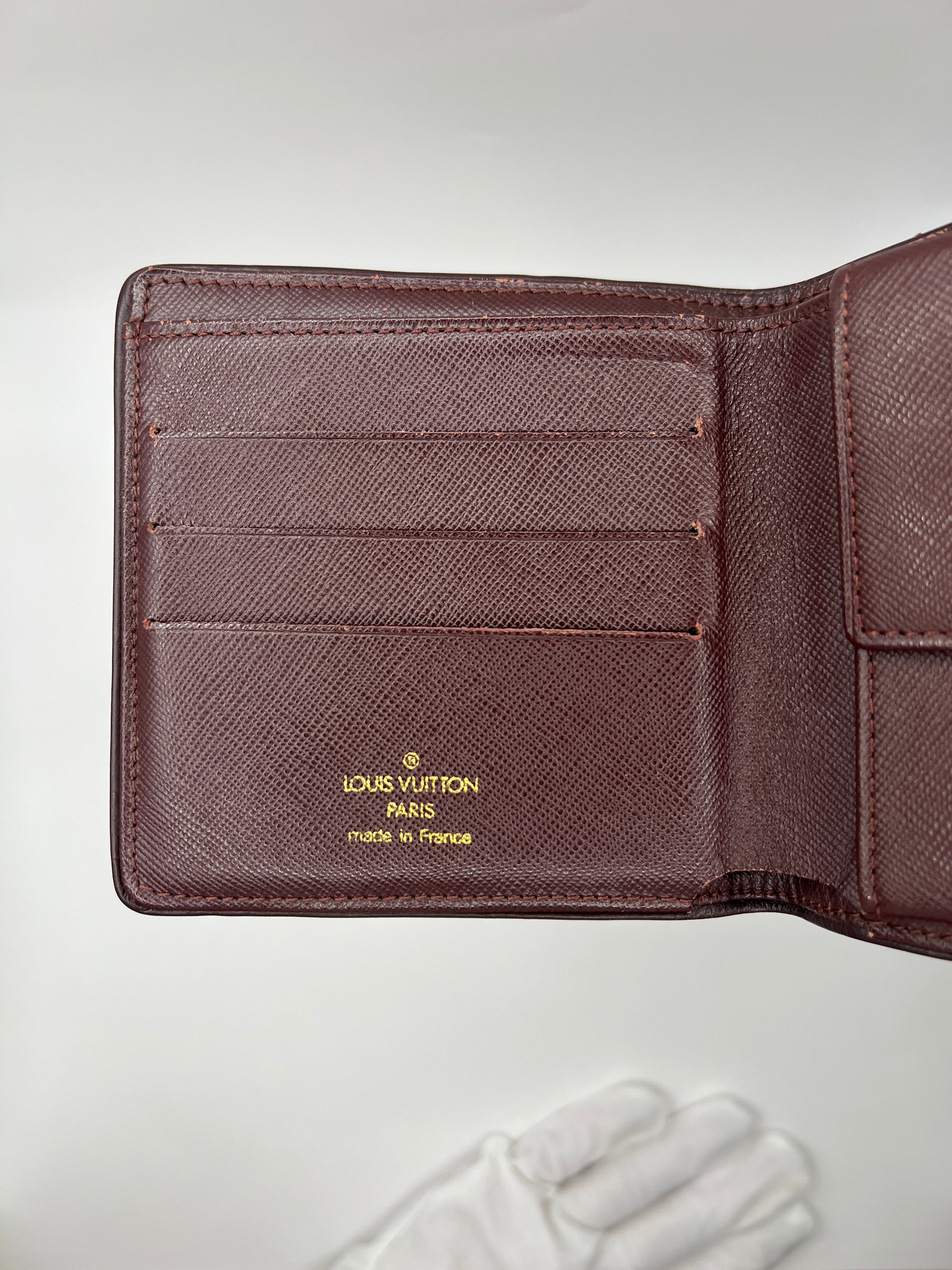Louis Vuitton Mini Lin Burgundy Red Bifold Wallet