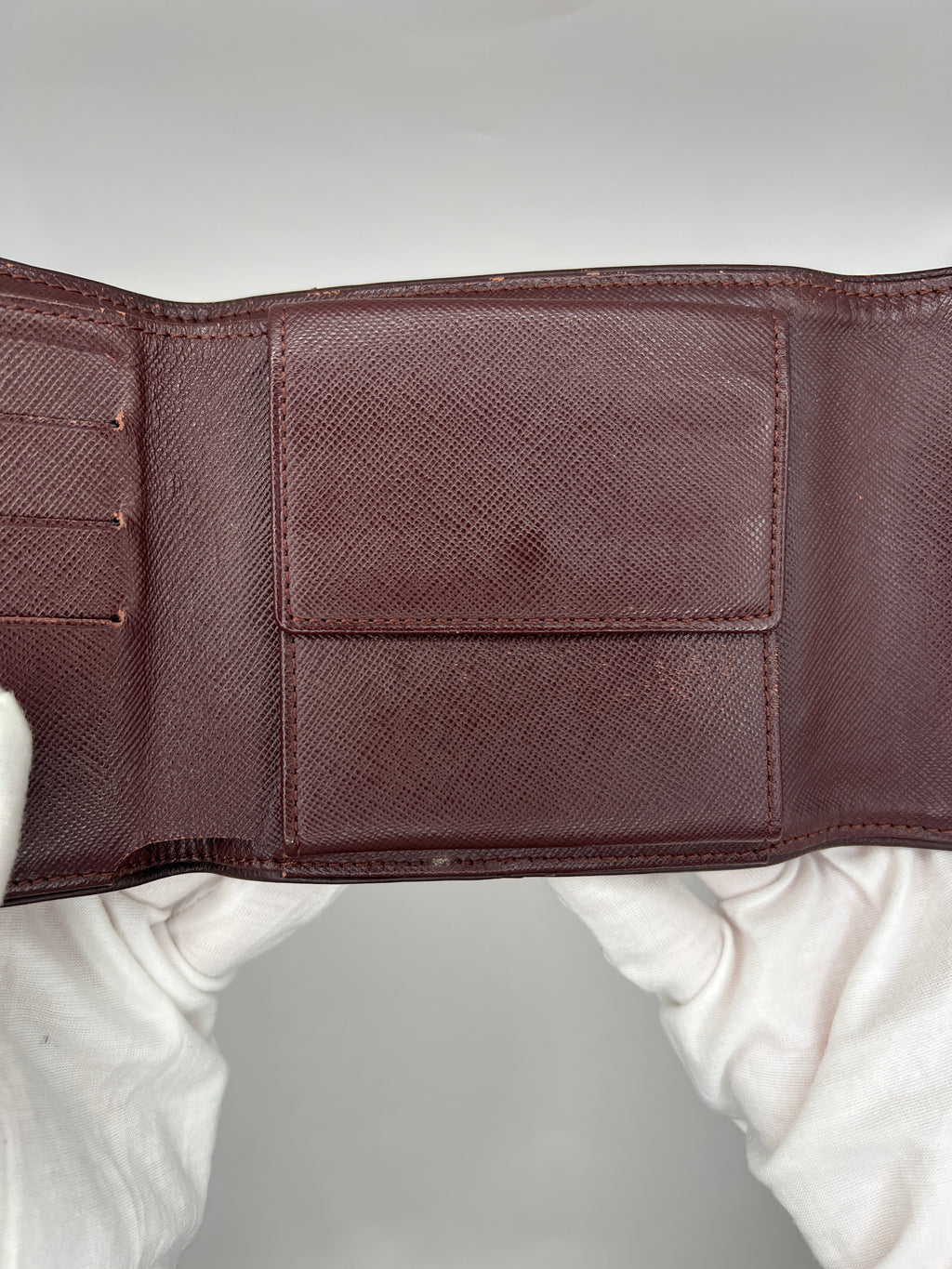 Louis Vuitton Mini Lin Burgundy Red Bifold Wallet