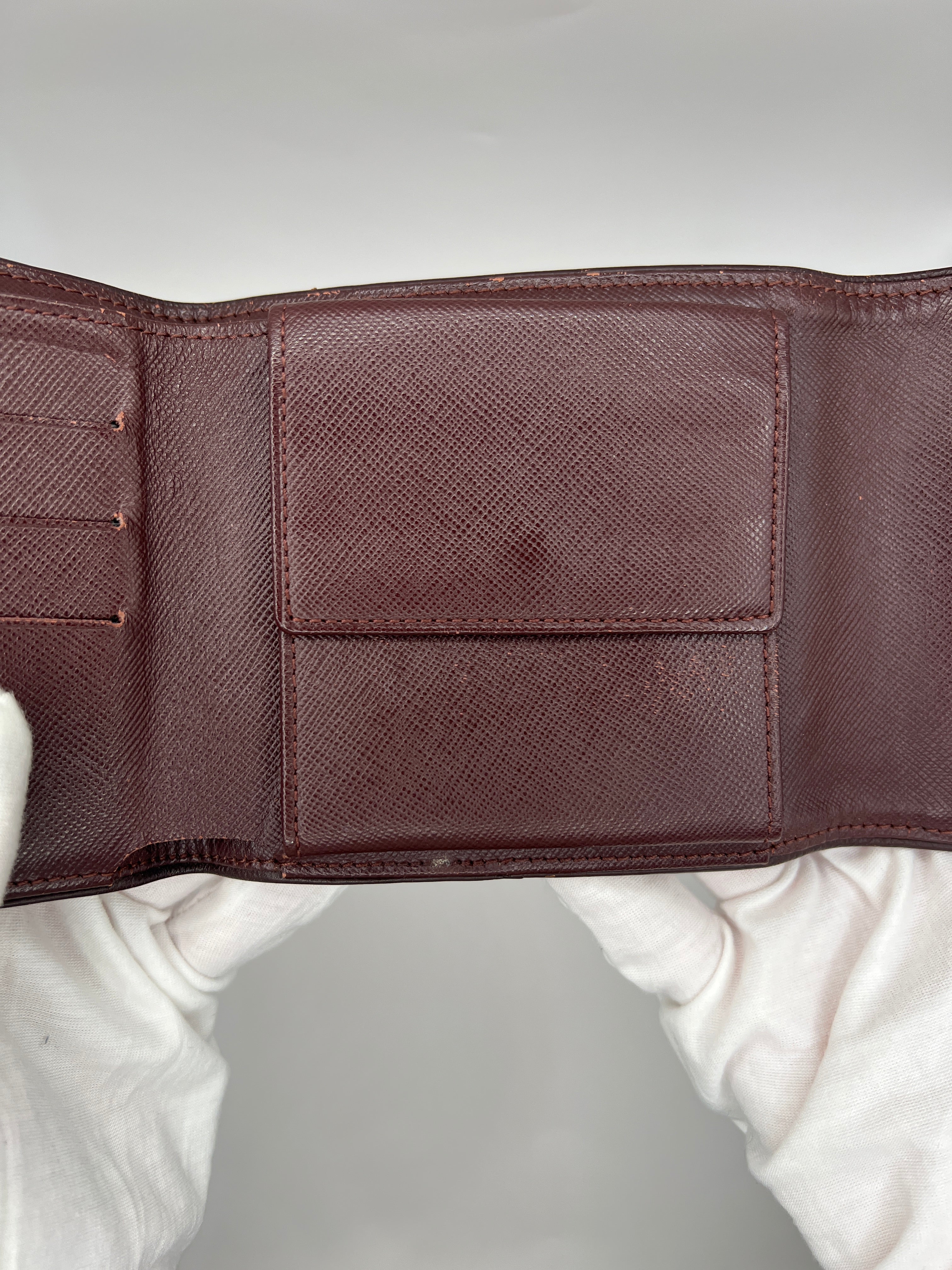 Louis Vuitton Mini Lin Burgundy Red Bifold Wallet