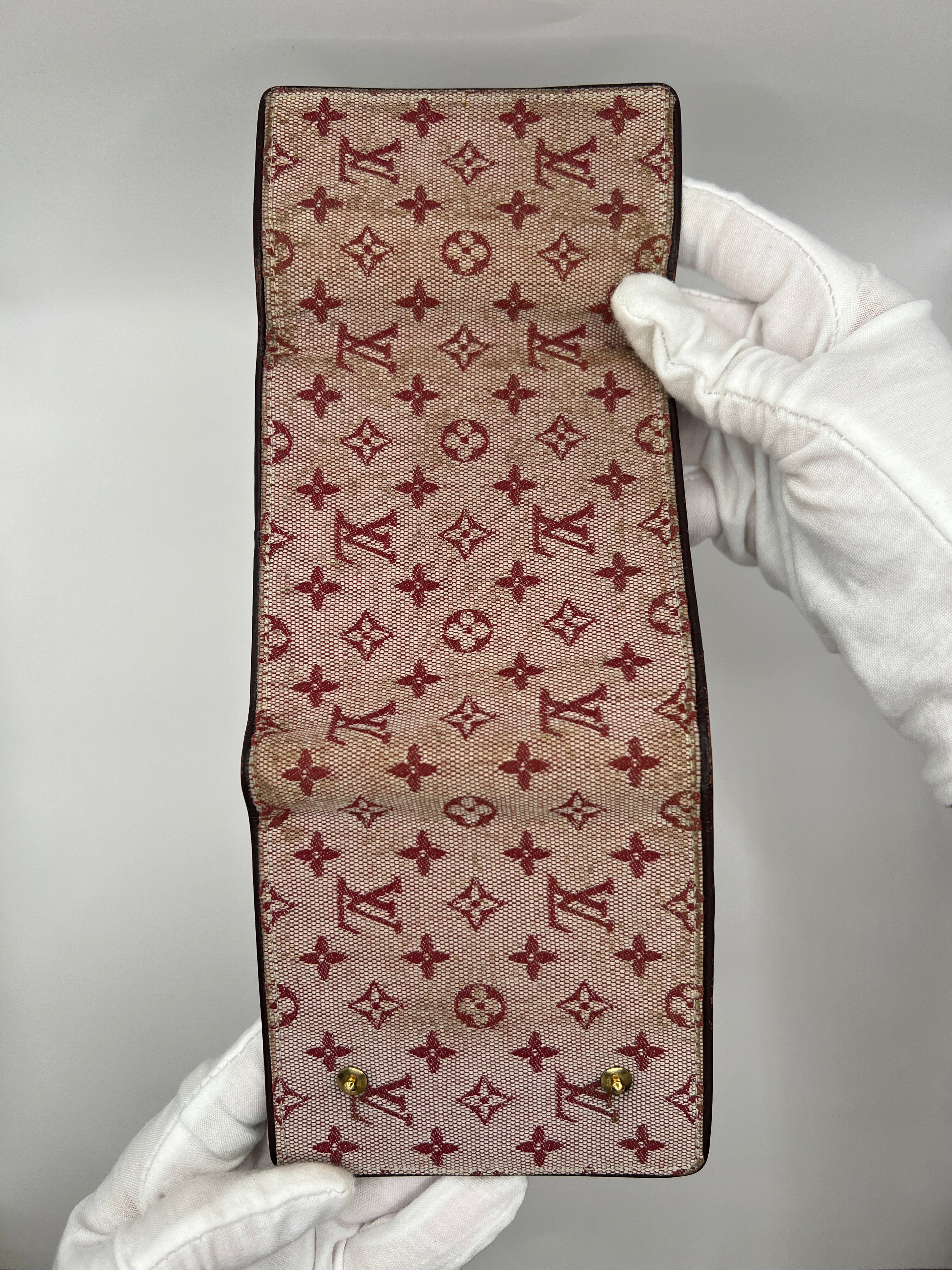 Louis Vuitton Mini Lin Burgundy Red Bifold Wallet