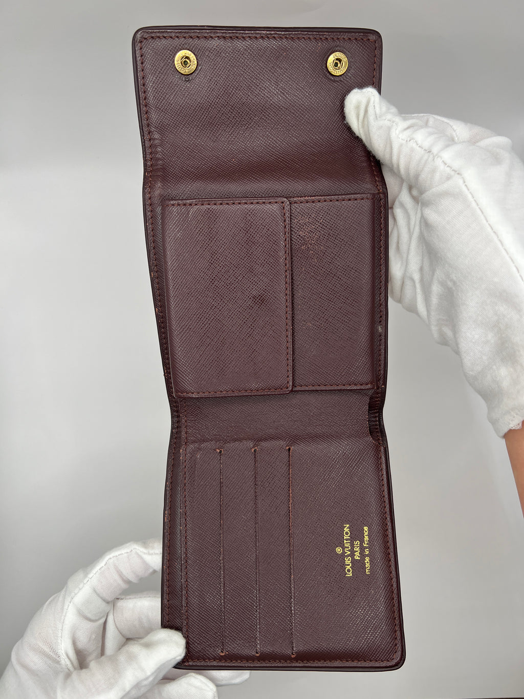 Louis Vuitton Mini Lin Burgundy Red Bifold Wallet