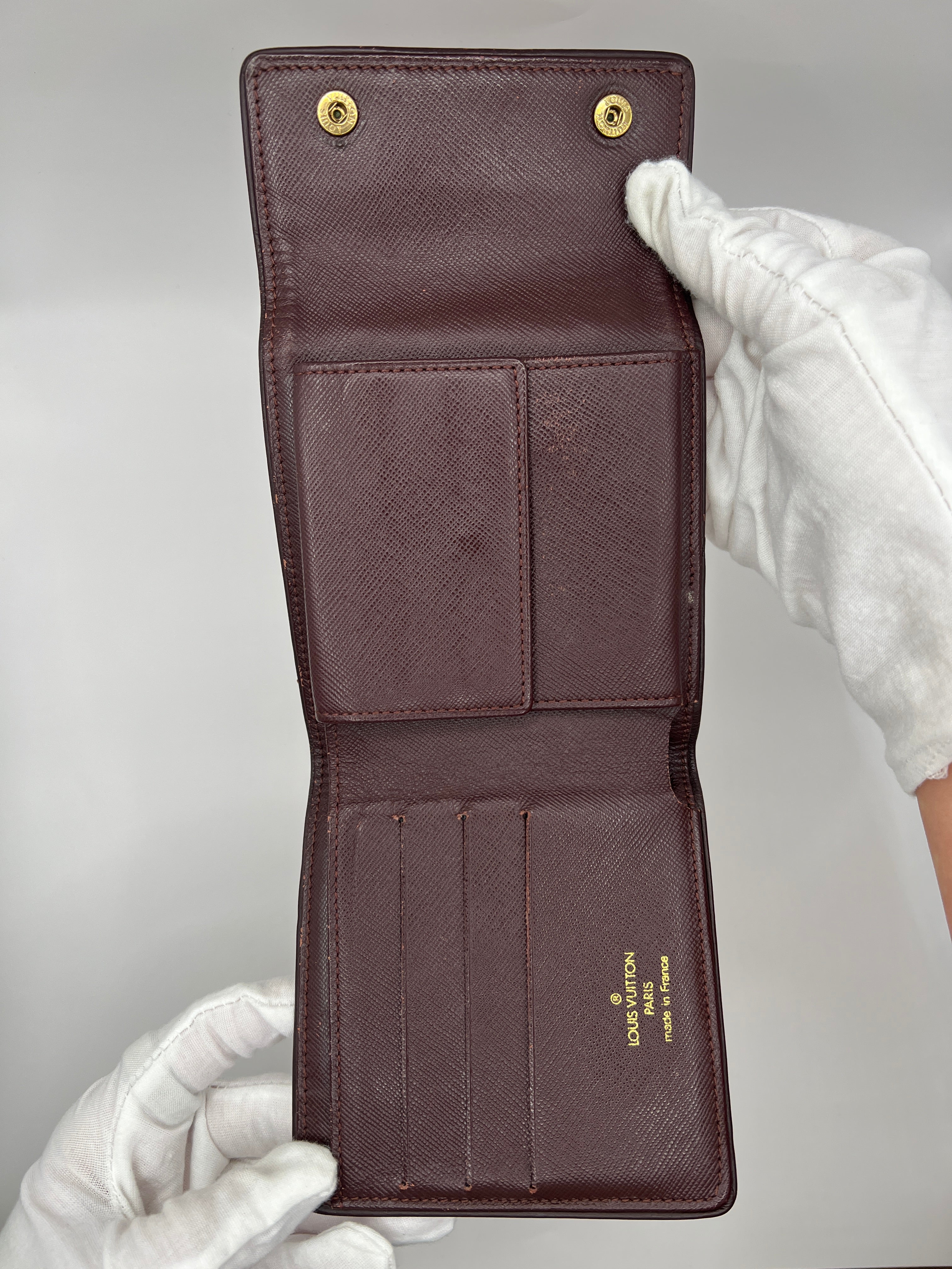 Louis Vuitton Mini Lin Burgundy Red Bifold Wallet