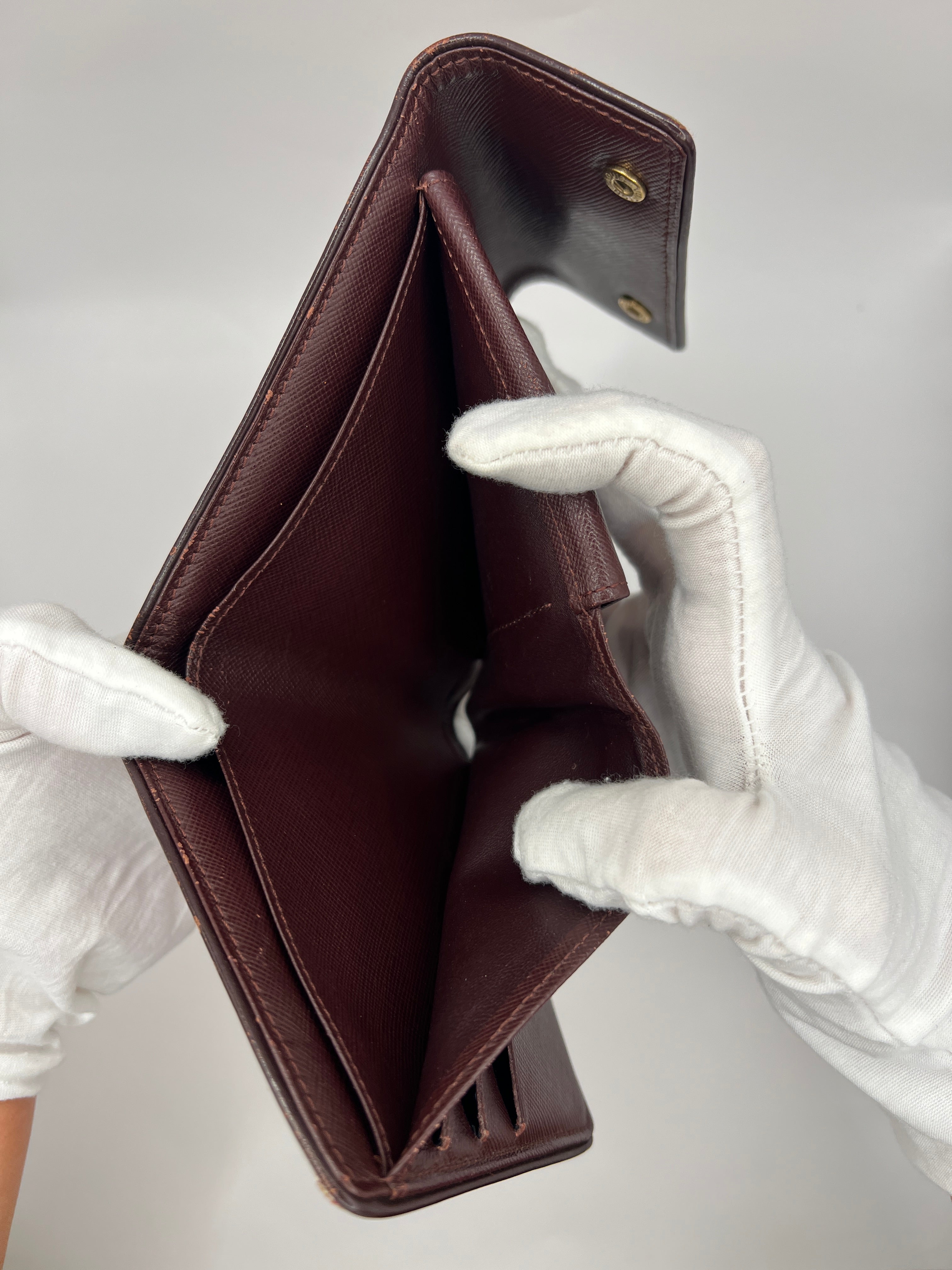 Louis Vuitton Mini Lin Burgundy Red Bifold Wallet