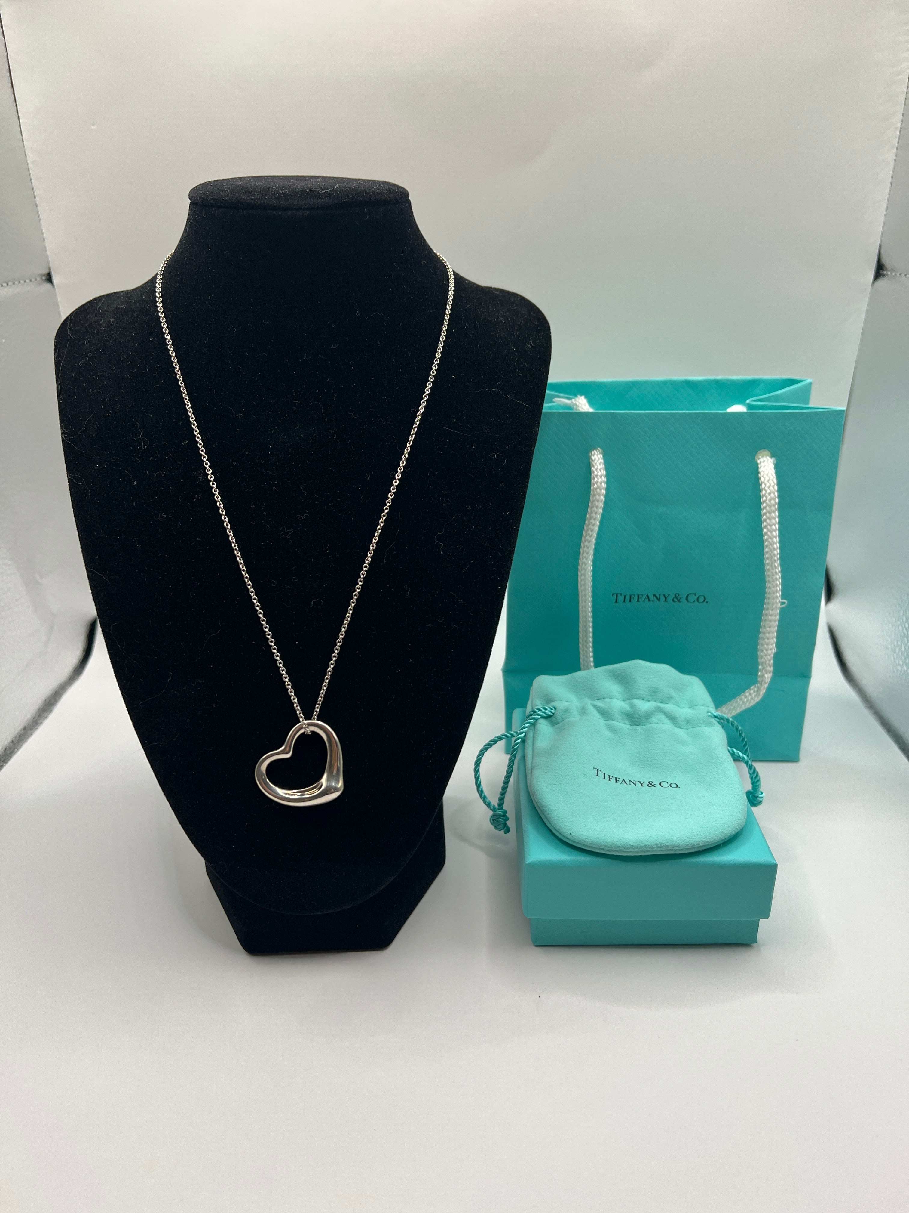 Tiffany & Co. Elsa Peretti Open Heart Necklace in Sterling Silver (18”)