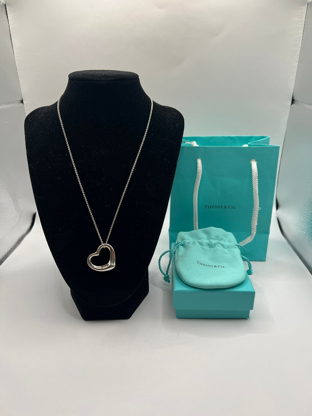 Tiffany & Co. Elsa Peretti Open Heart Necklace in Sterling Silver (18”)
