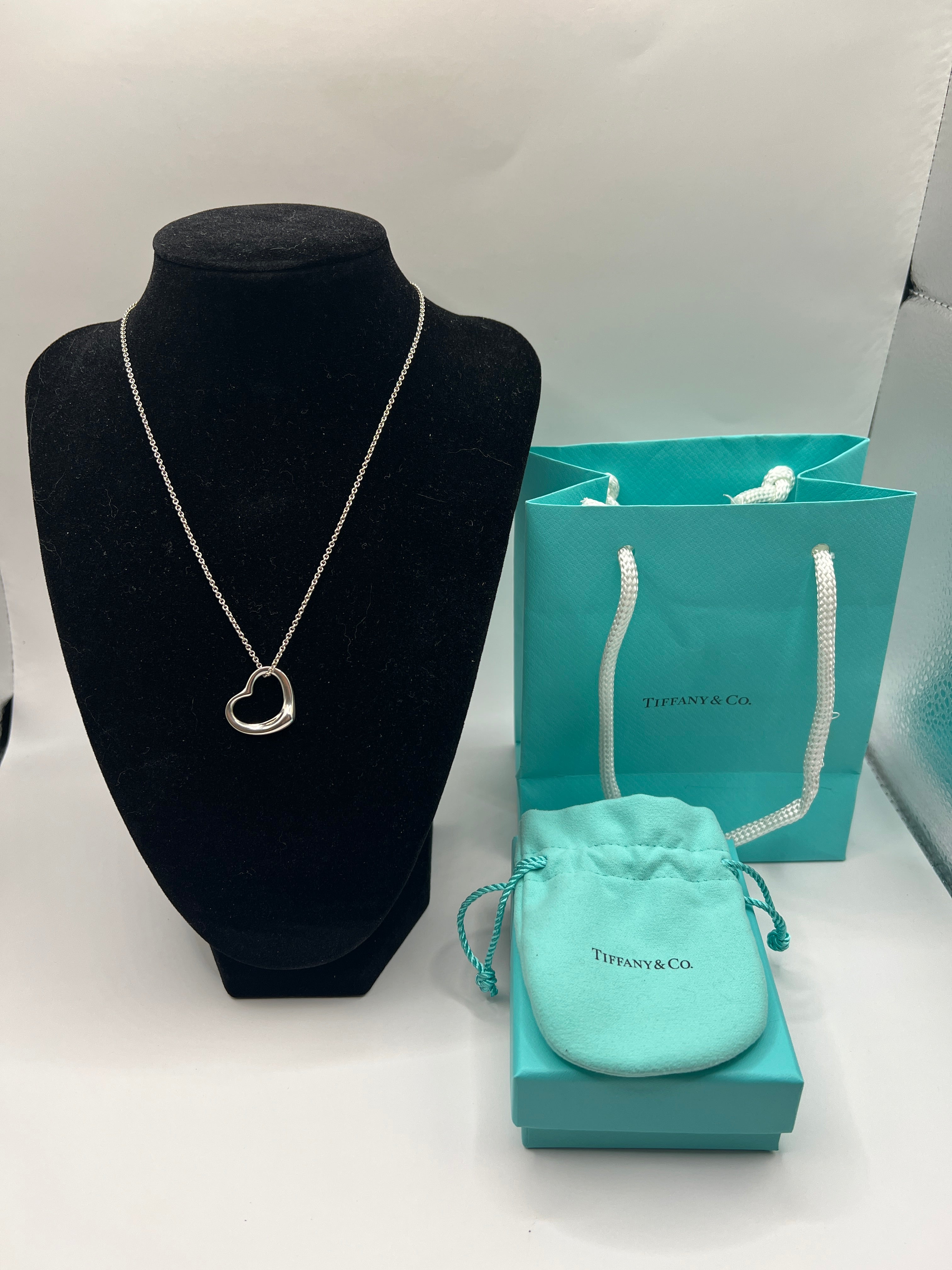 Tiffany & Co. Elsa Peretti Open Heart Necklace in Sterling Silver (16”)