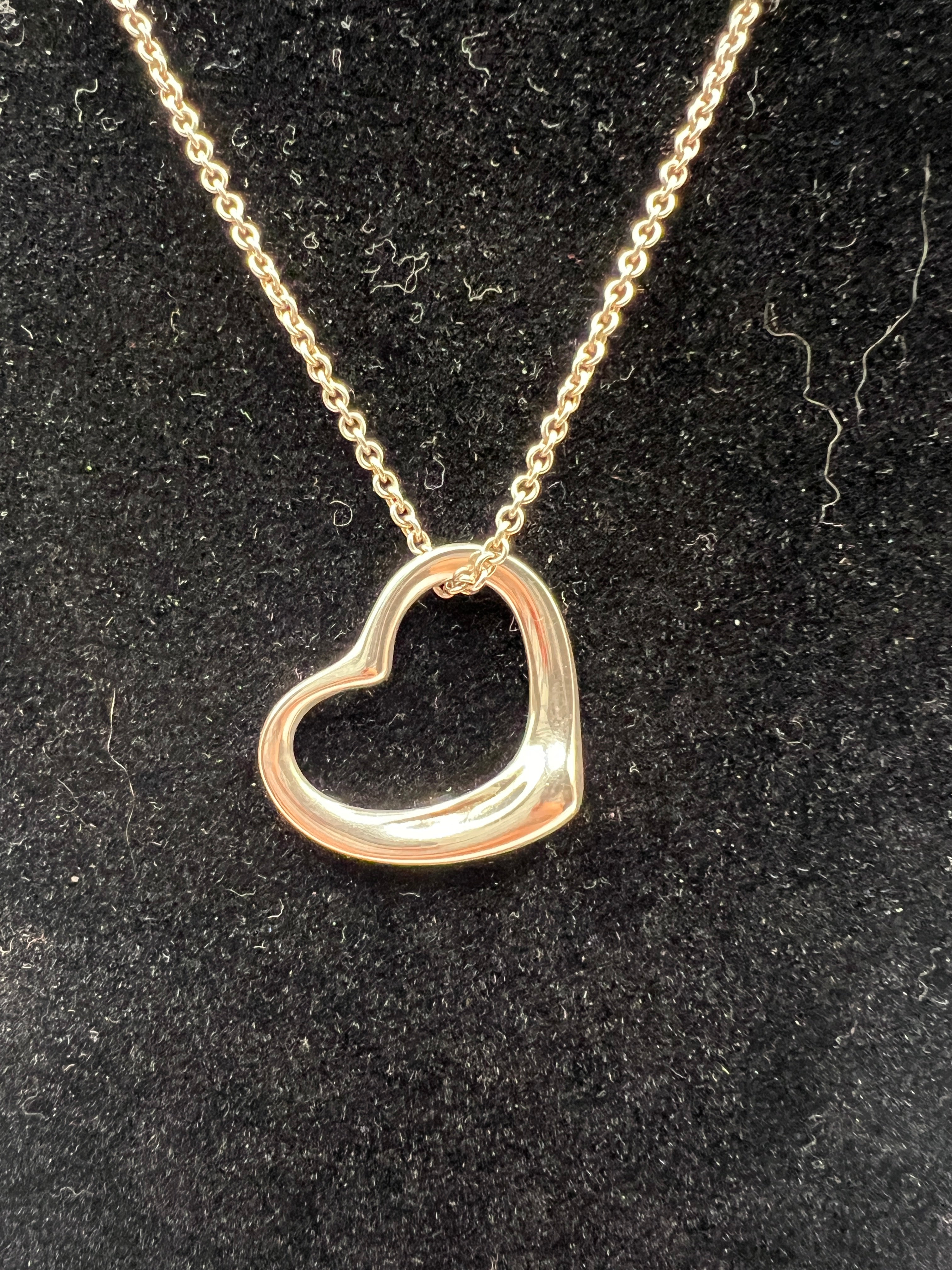Tiffany & Co. Elsa Peretti Open Heart Necklace in Sterling Silver (16”)