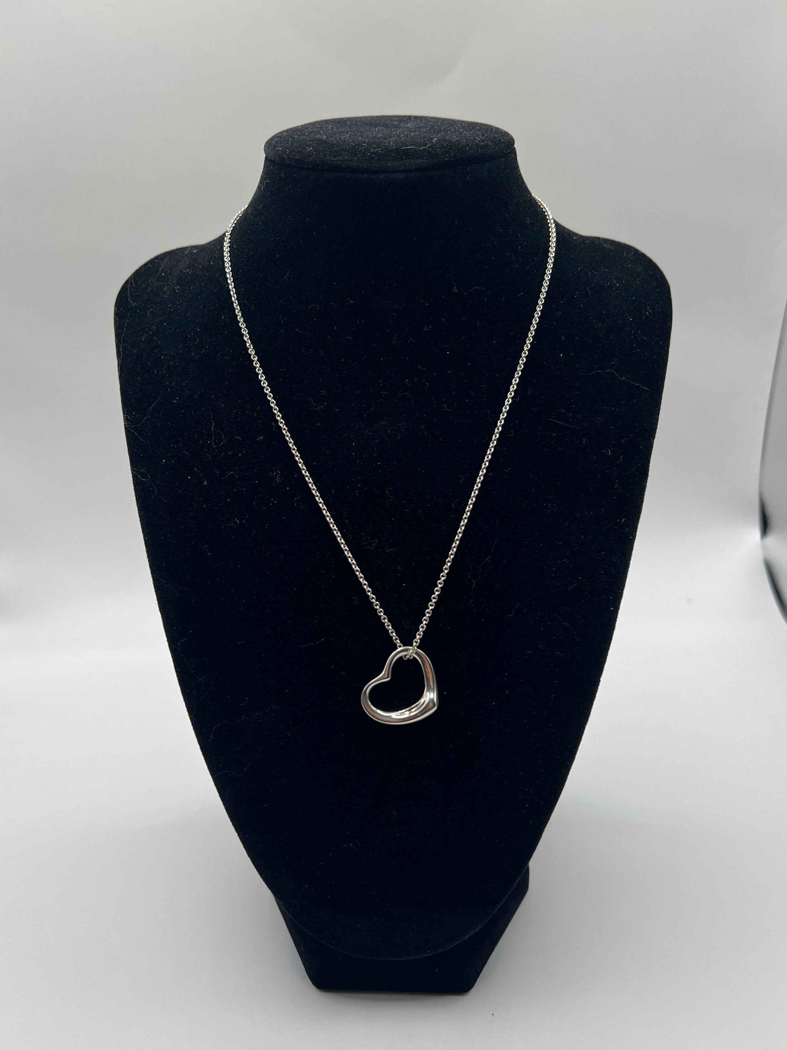 Tiffany & Co. Elsa Peretti Open Heart Necklace in Sterling Silver (16”)