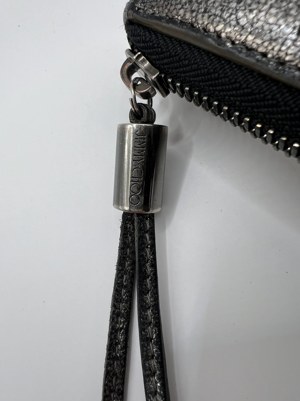 Jimmy Choo Star-Studded Metallic Zip-Around Wallet