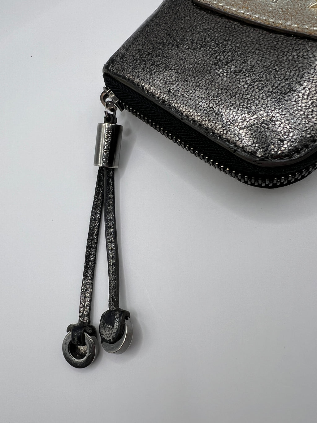 Jimmy Choo Star-Studded Metallic Zip-Around Wallet
