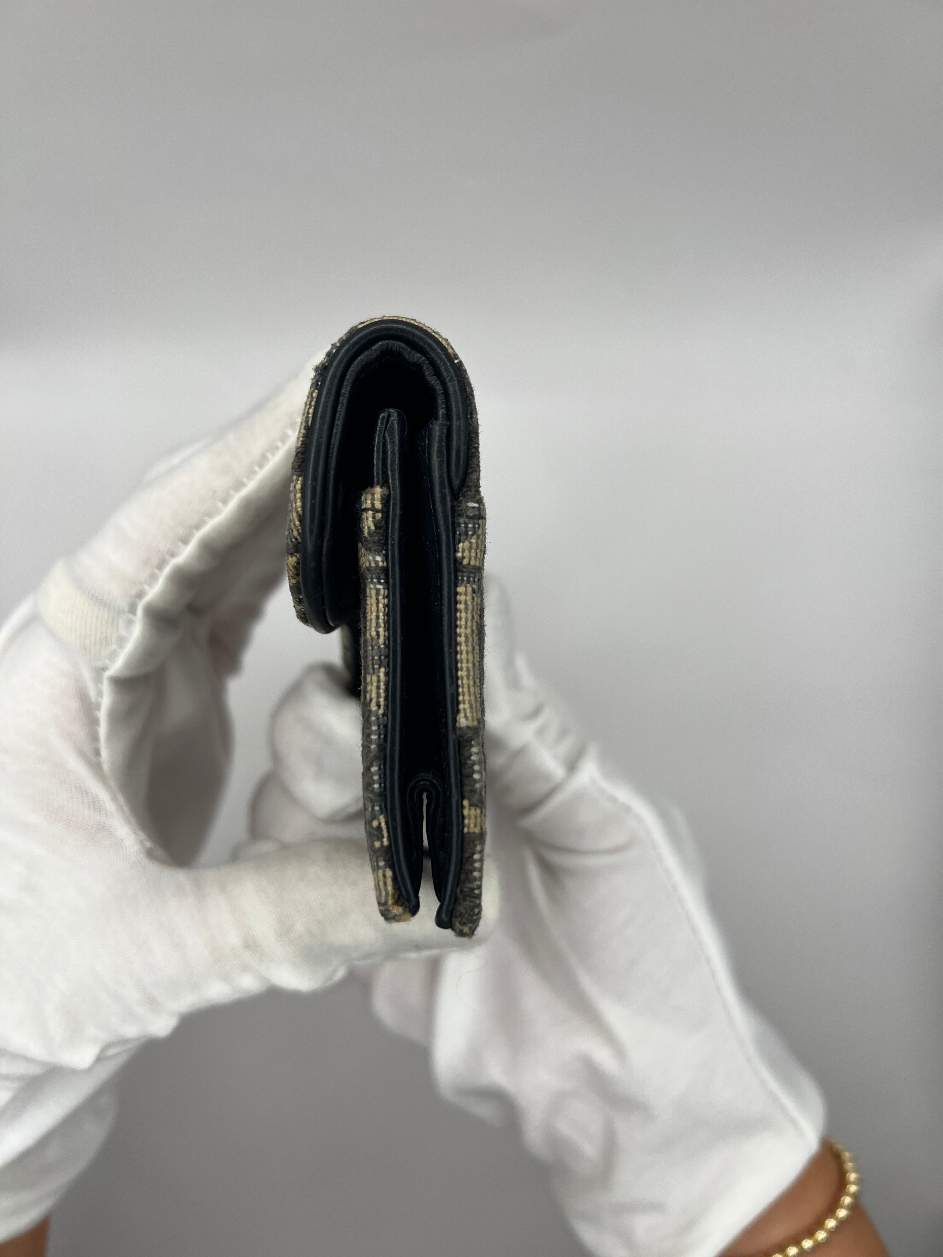 Christian Dior Oblique Saddle Wallet in Navy