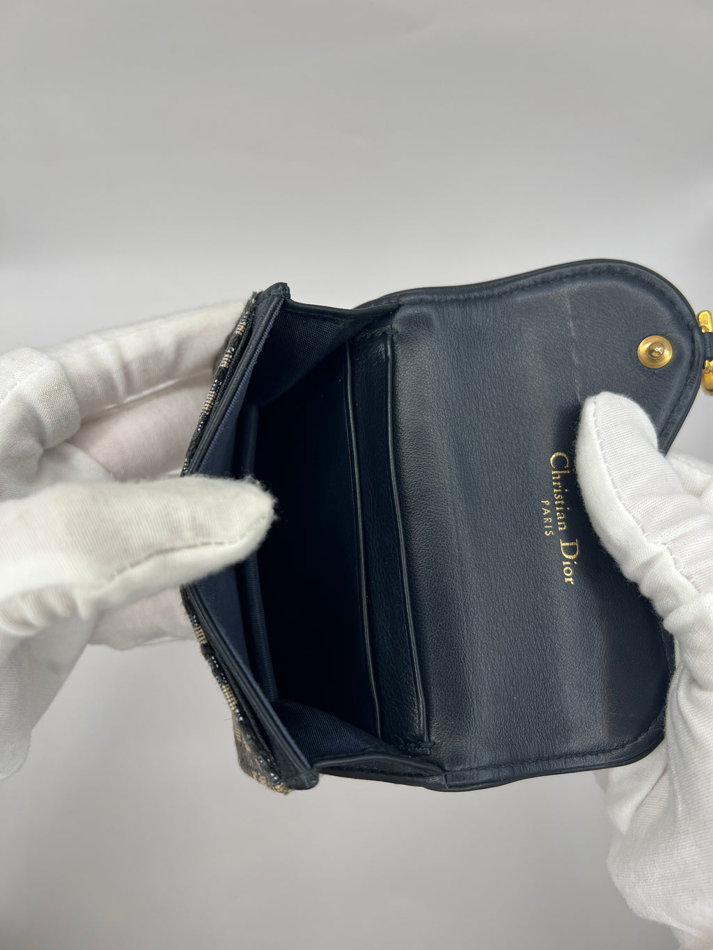 Christian Dior Oblique Saddle Wallet in Navy