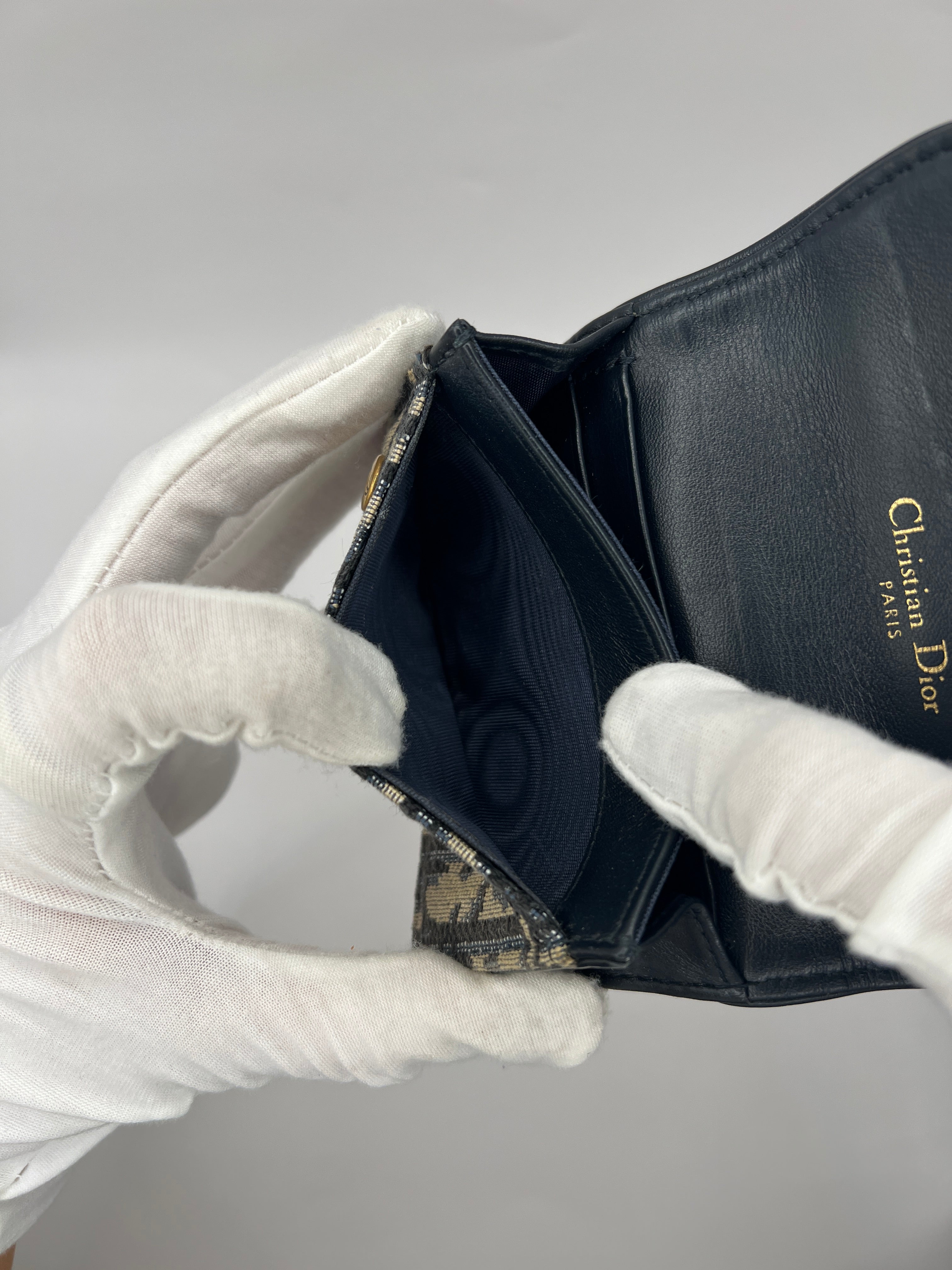 Christian Dior Oblique Saddle Wallet in Navy