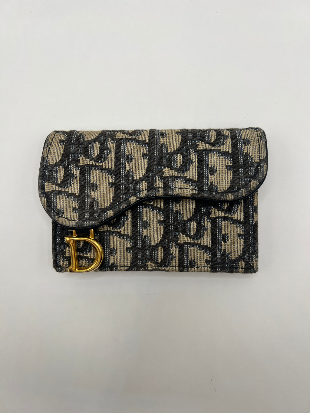 Christian Dior Oblique Saddle Wallet in Navy