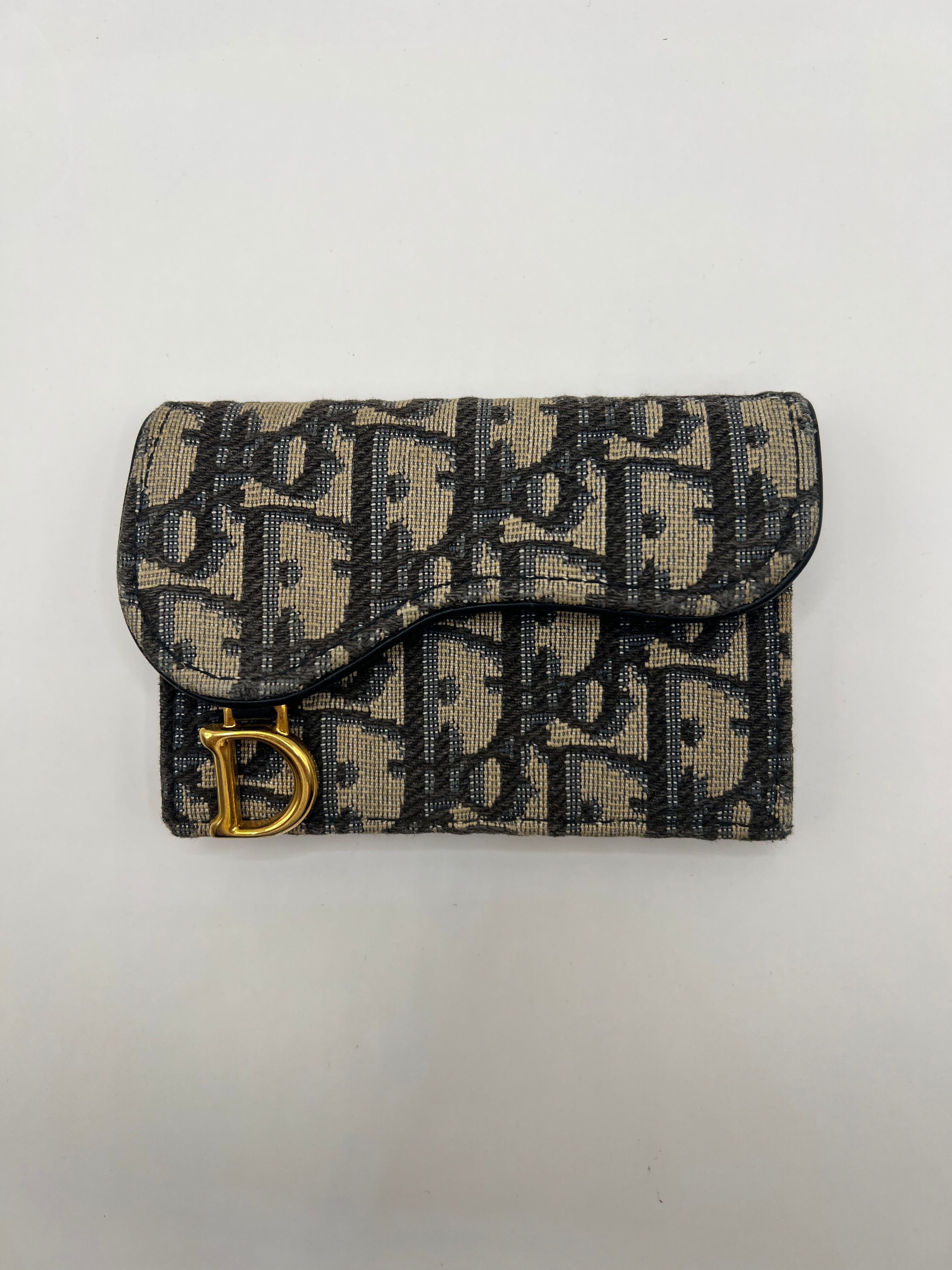 Christian Dior Oblique Saddle Wallet in Navy