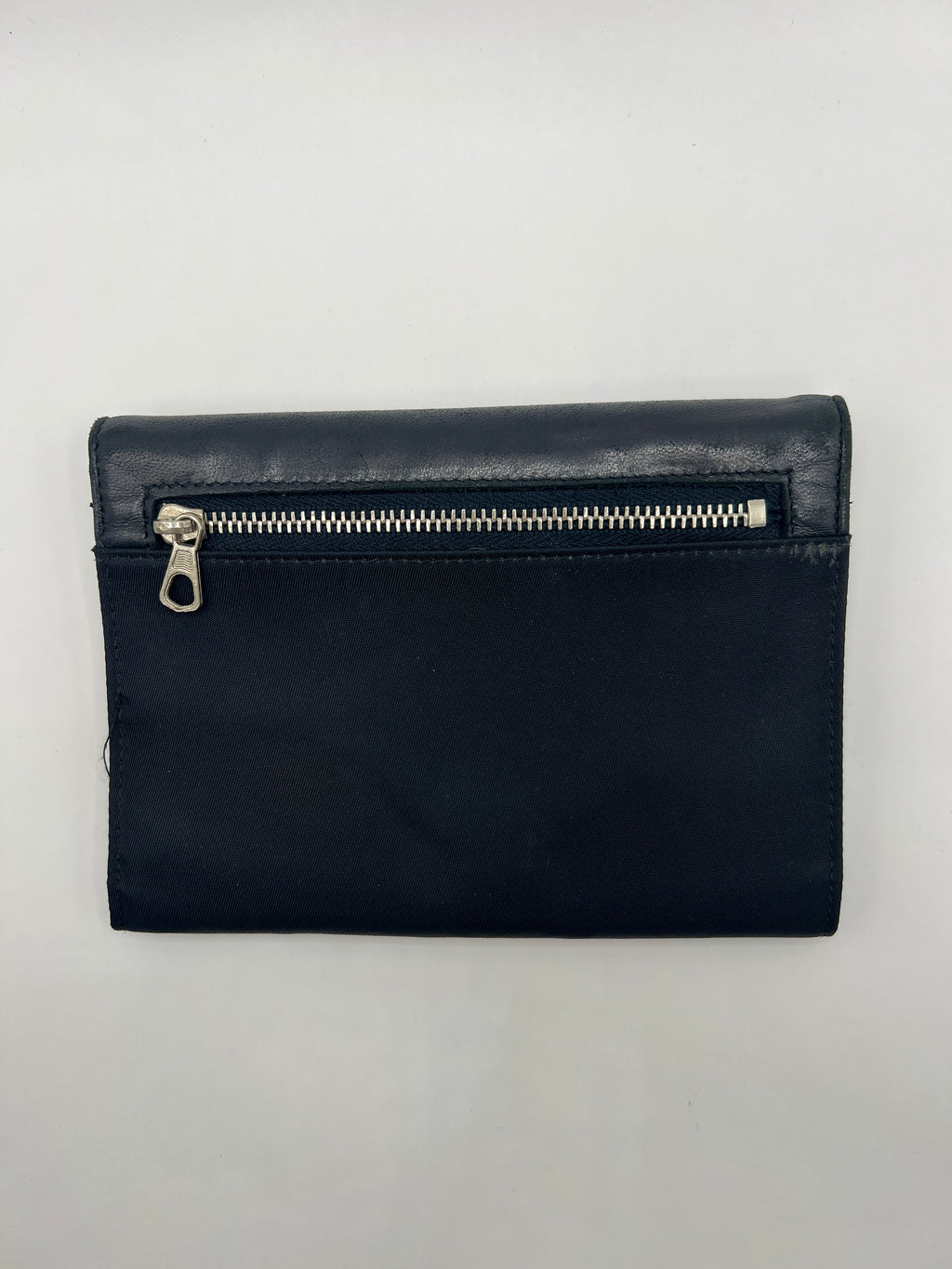 Prada Nylon & Leather Black Trifold Wallet