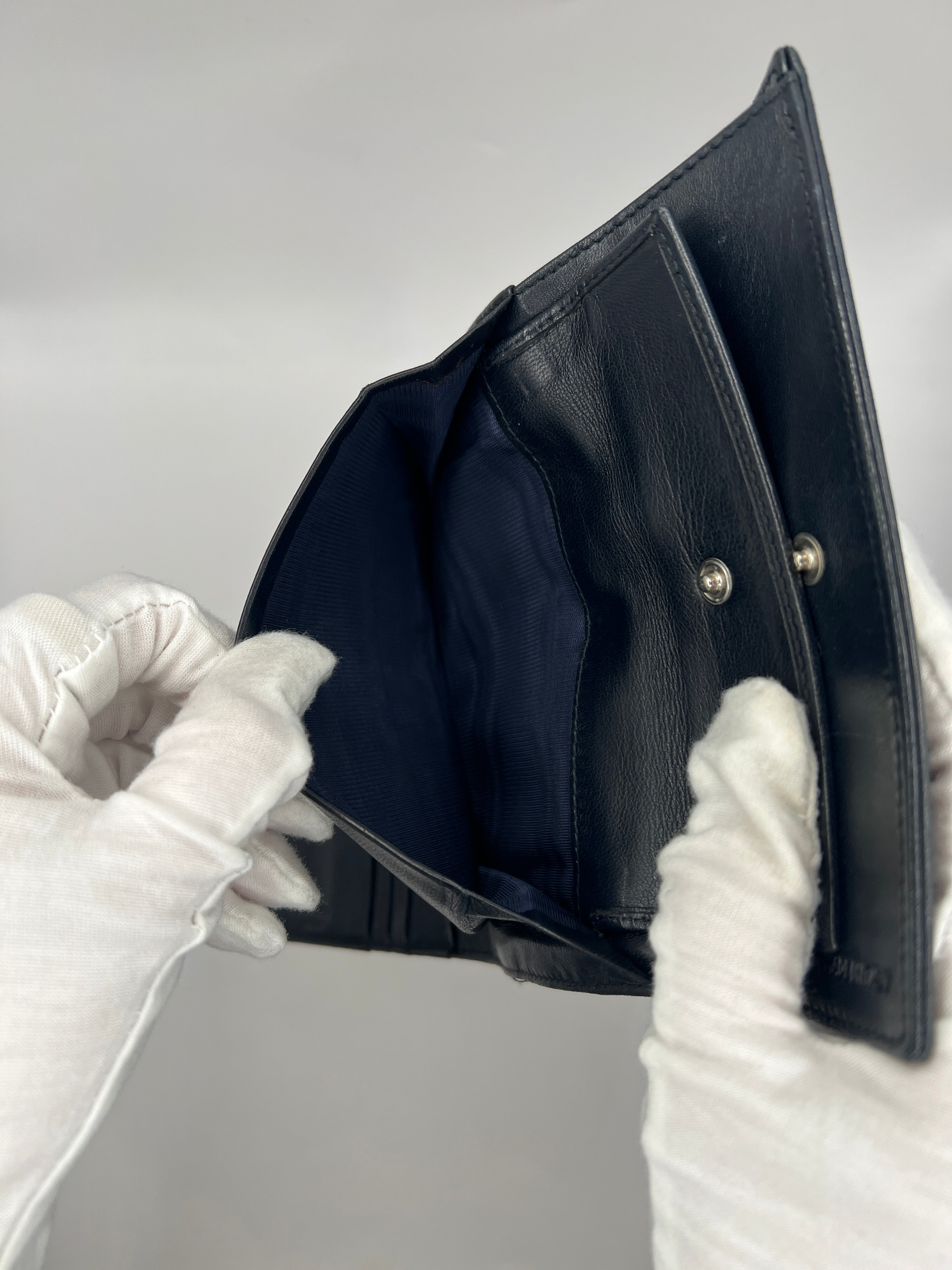 Prada Nylon & Leather Black Trifold Wallet