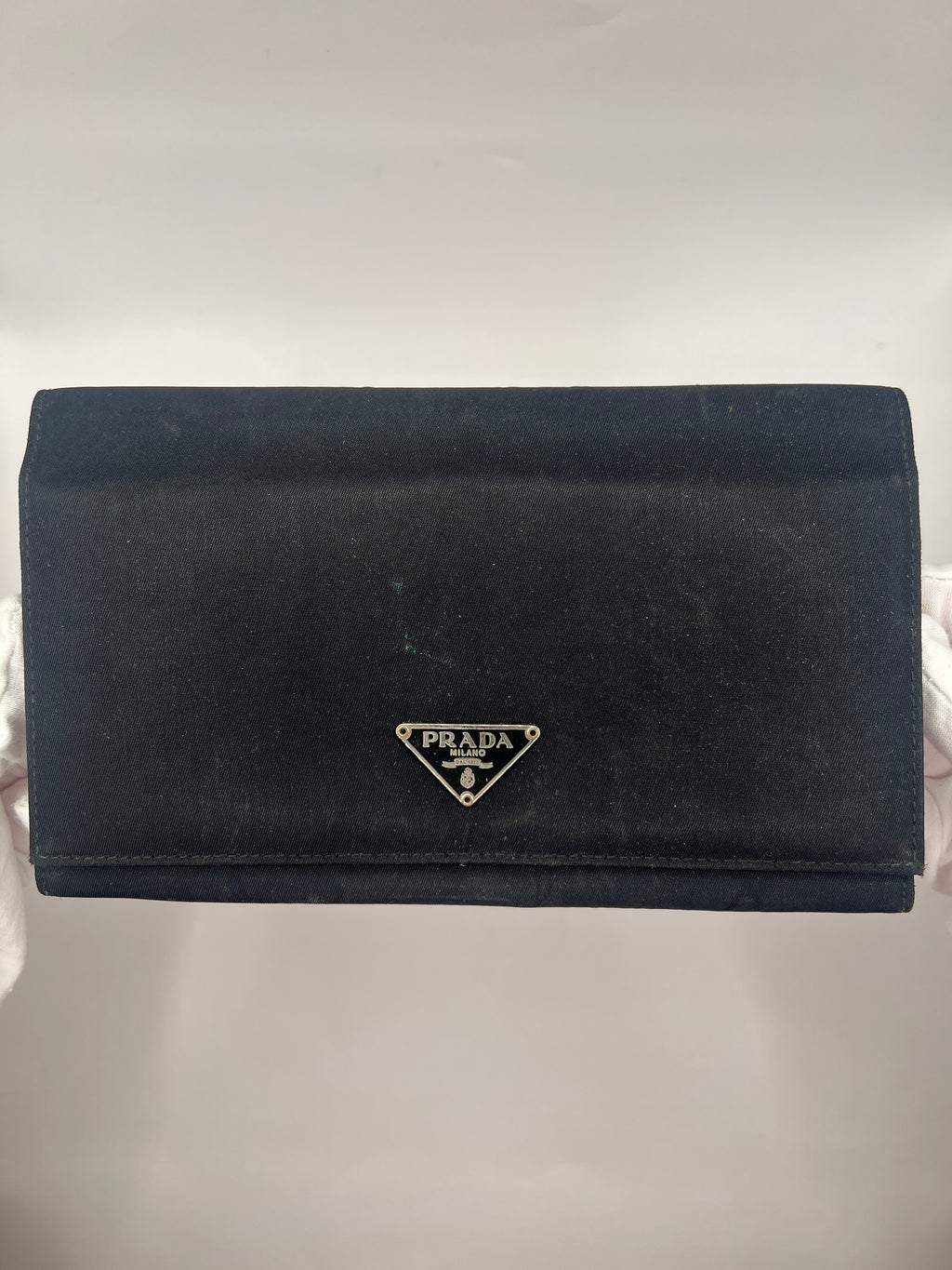 Prada Black Nylon Continental Wallet
