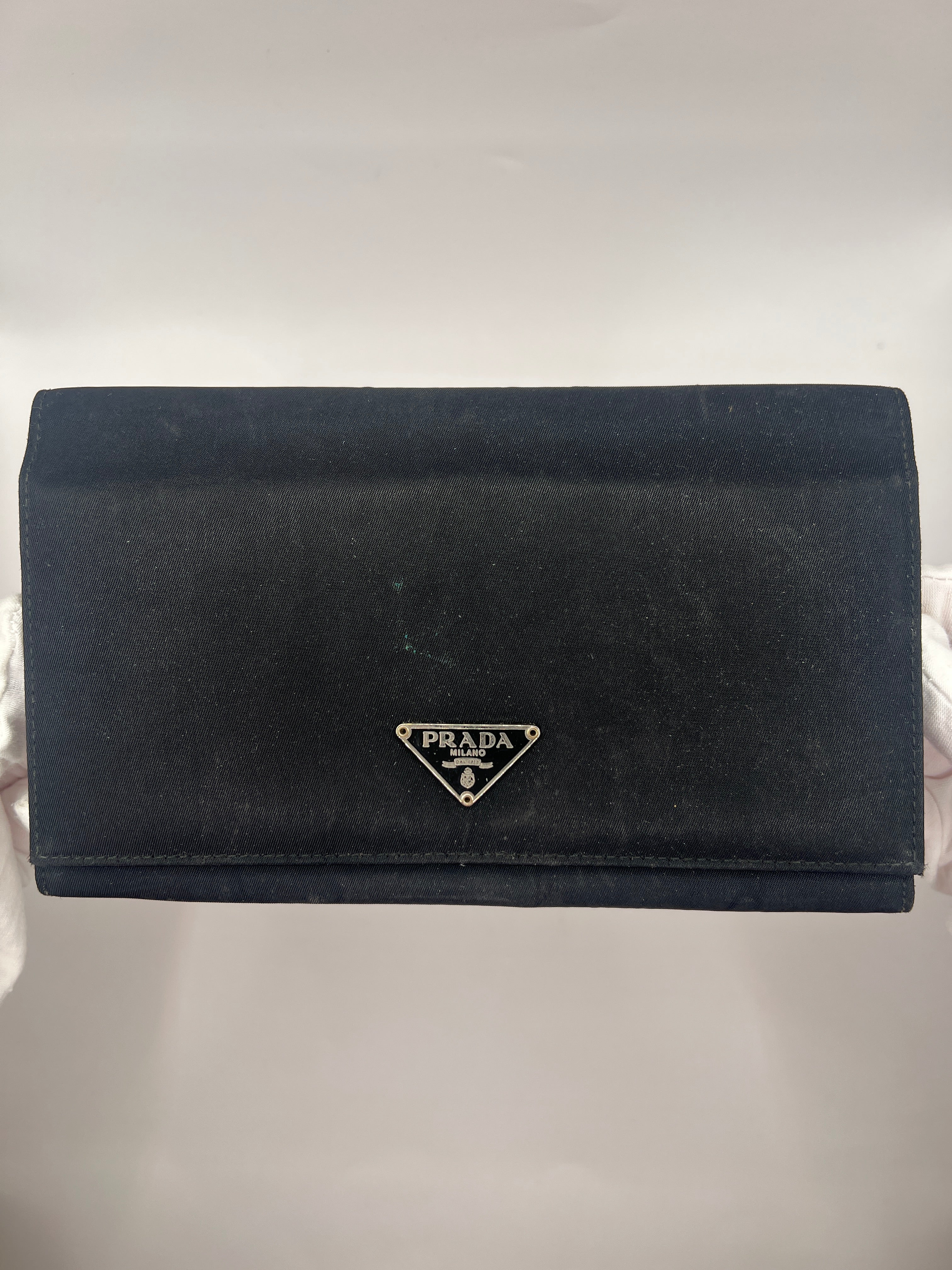 Prada Black Nylon Continental Wallet