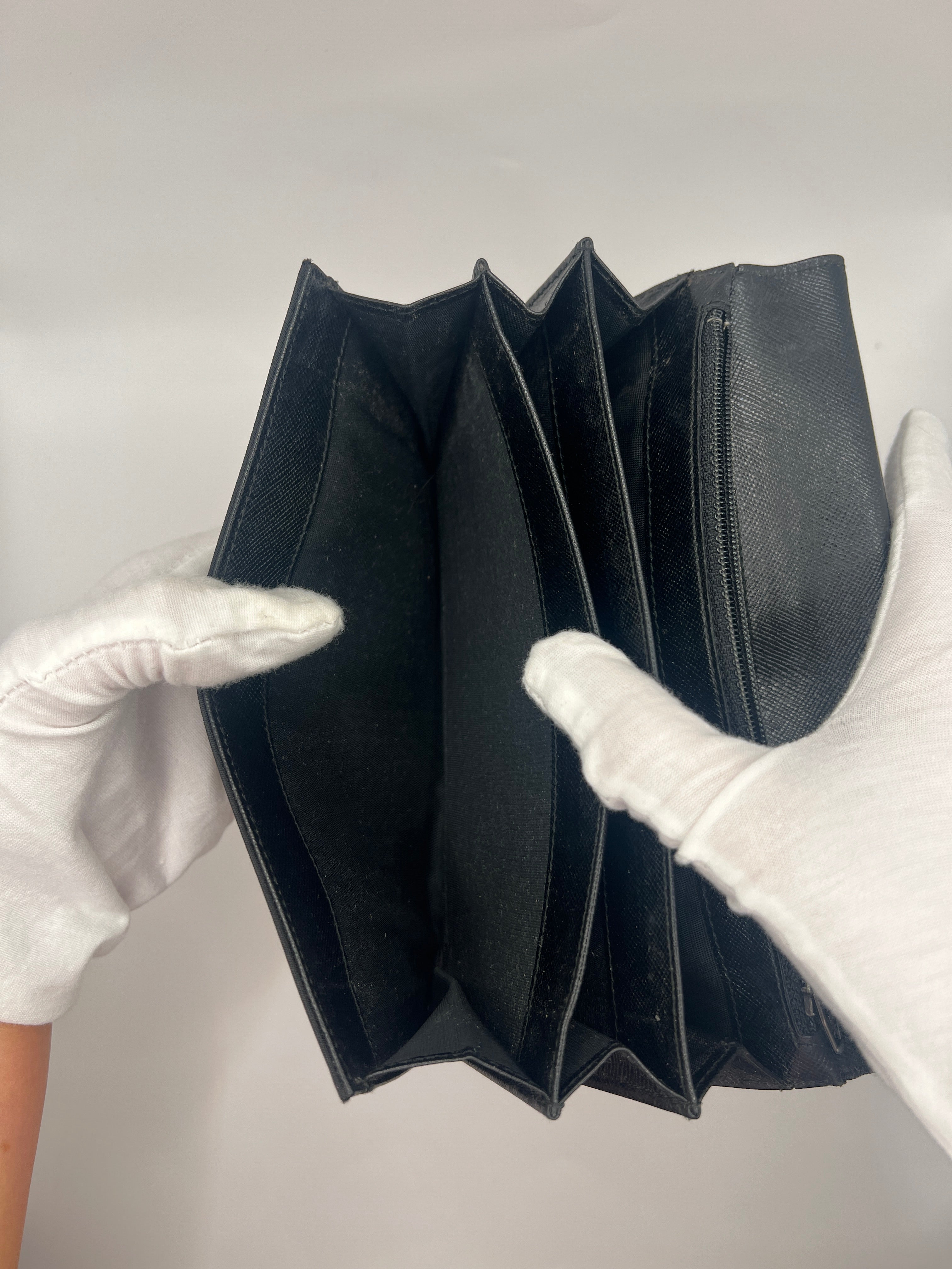 Prada Black Nylon Continental Wallet