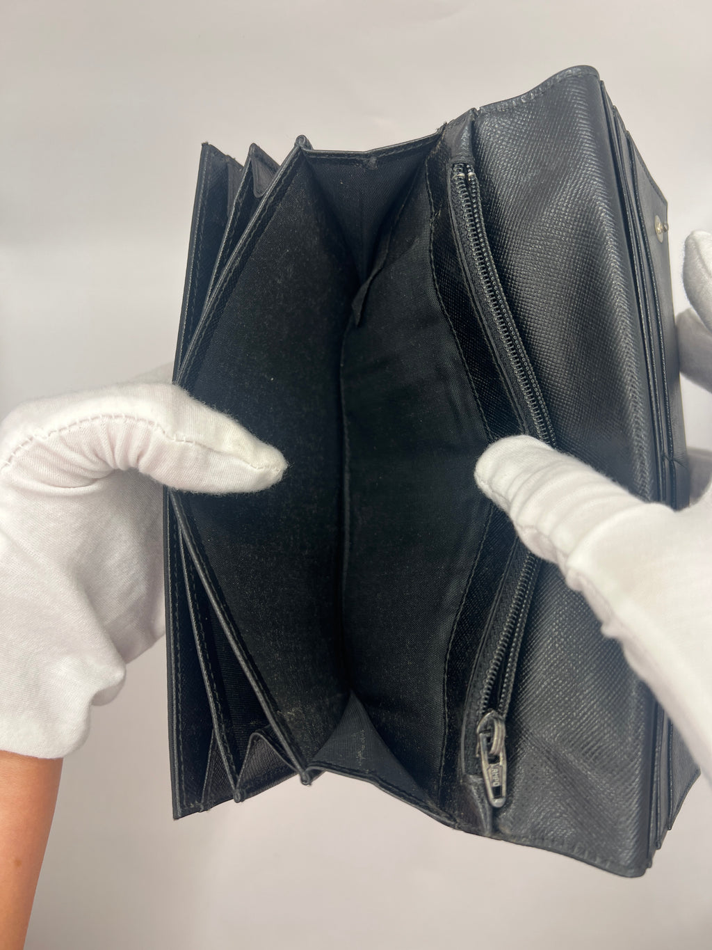 Prada Black Nylon Continental Wallet