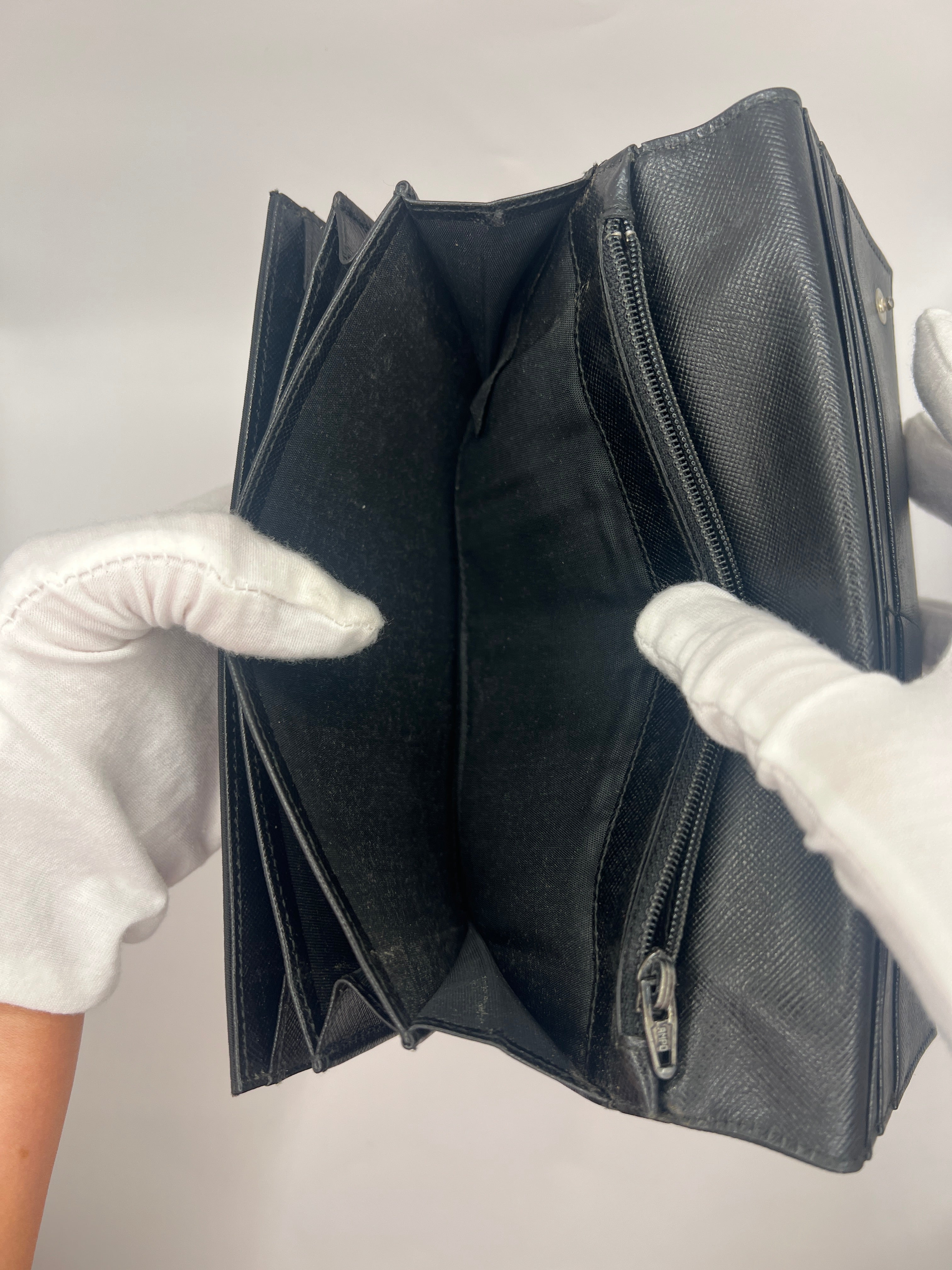 Prada Black Nylon Continental Wallet