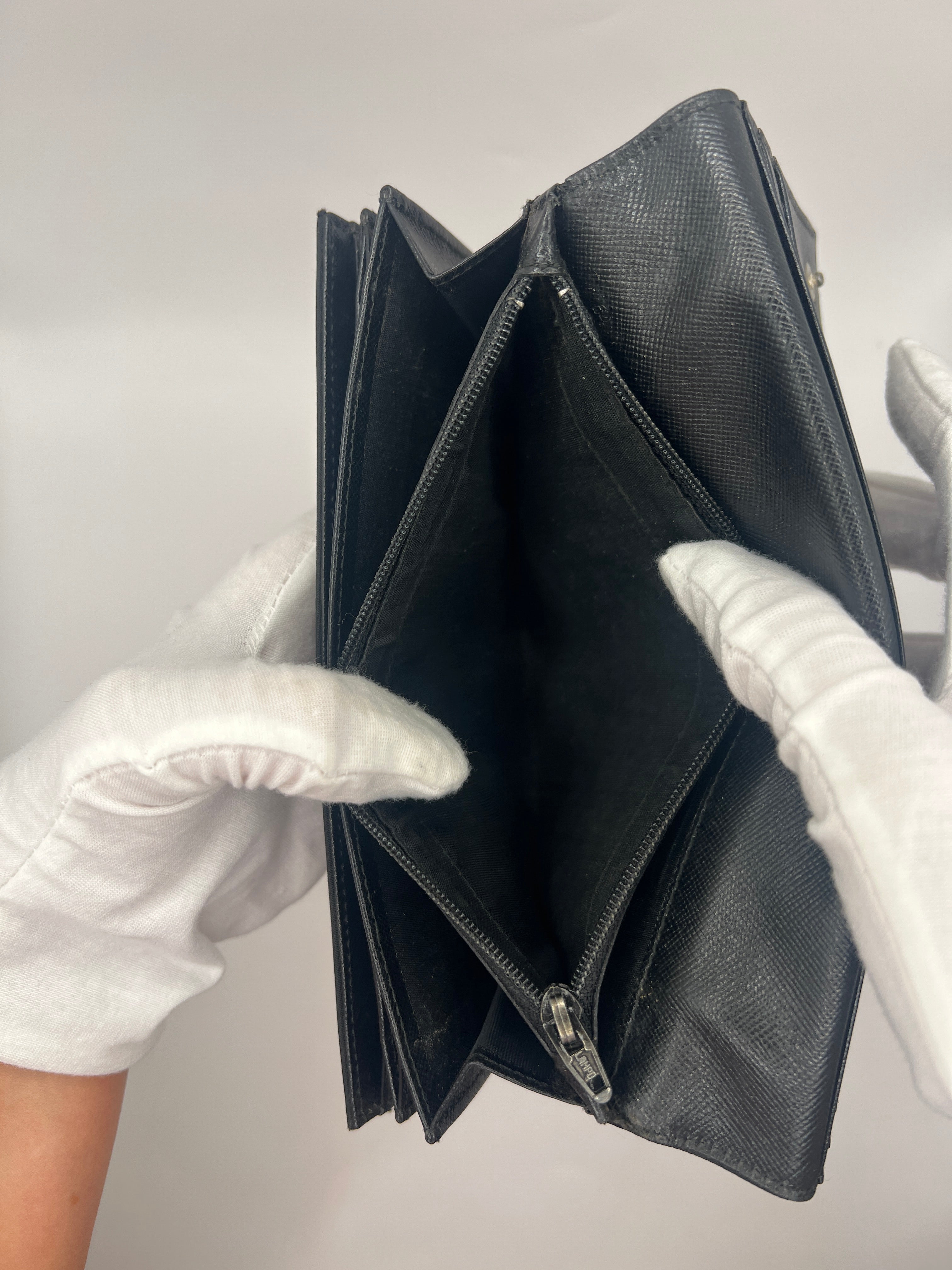 Prada Black Nylon Continental Wallet