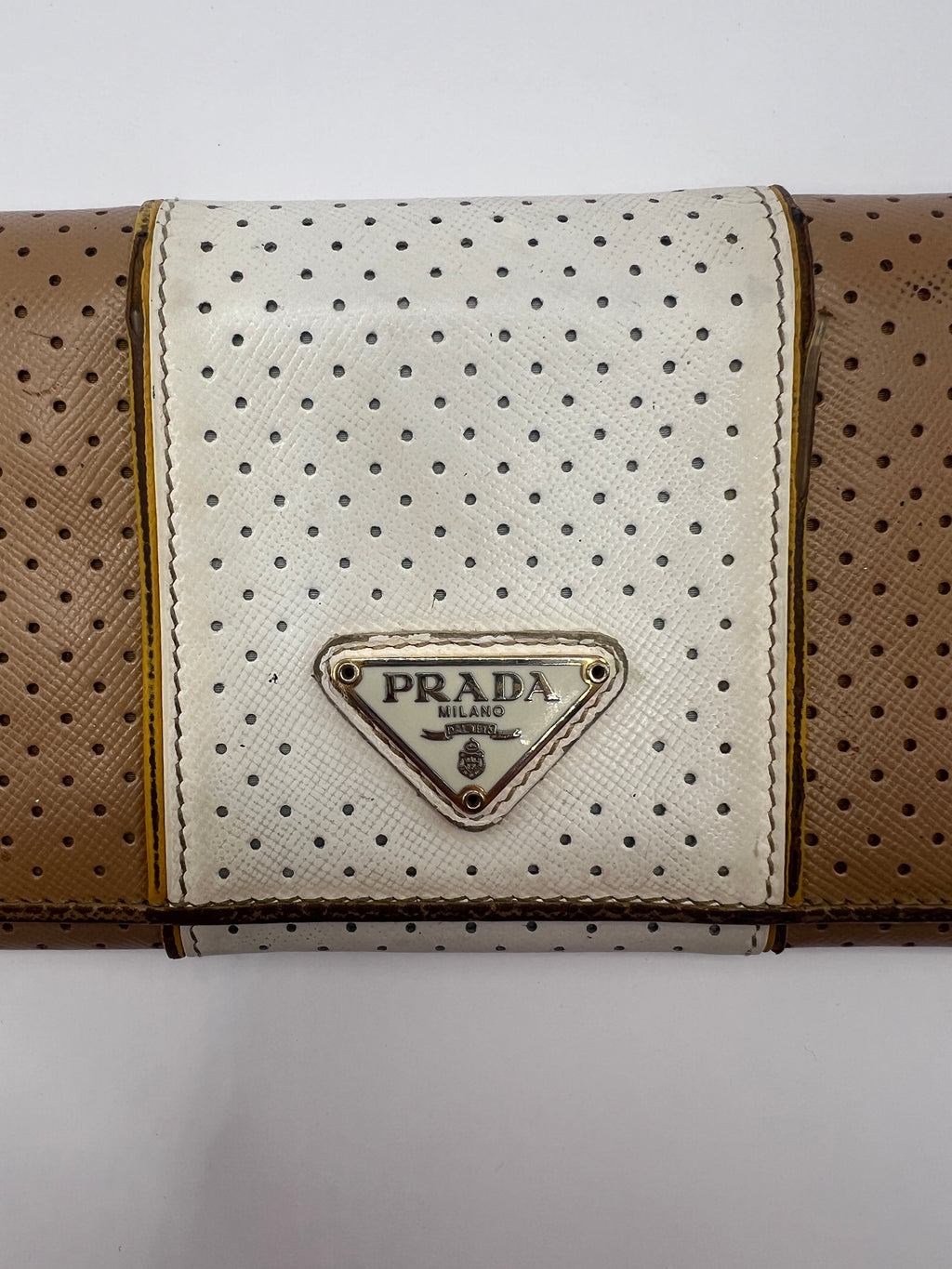 Prada Perforated Saffiano Leather Continental Wallet